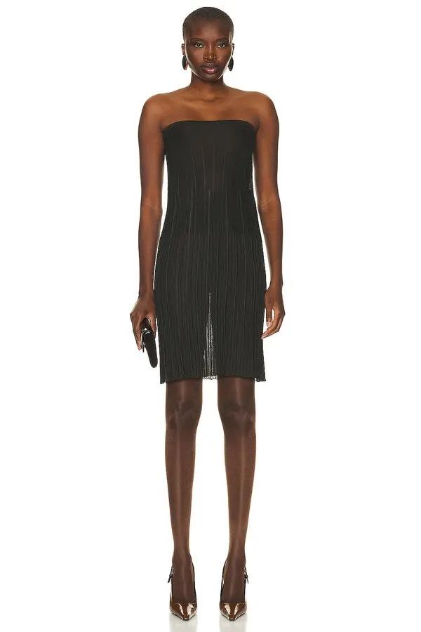 Saint Laurent Paris o1tp1o1224 Strapless Dress In Striped Knit in Ebene Size S / US 4 / IT 40 - 1 Thumbnail