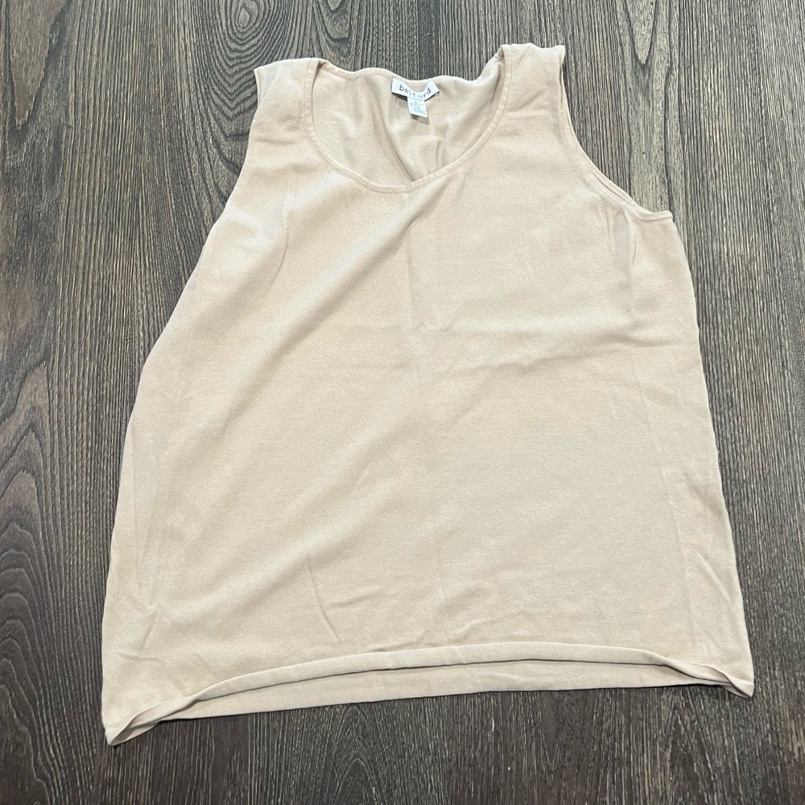Vintage Belford Tank Top Scoop Neck Pima Cotton Knit Tan Size XL Size XL / US 12-14 / IT 48-50 - 1 Thumbnail