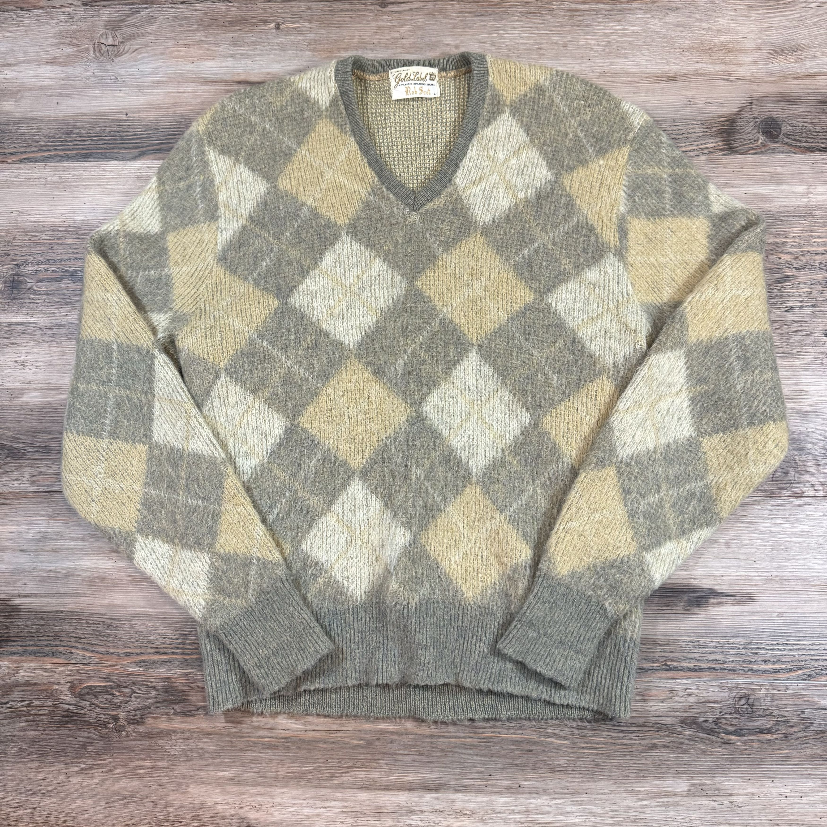 Kurt Cobain × Streetwear × Vintage 1960s Vintage MOHAIR ARGYLE V 