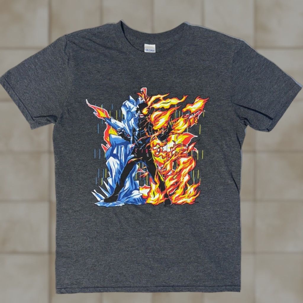 Gildan My Hero Academia Todoroki Fire And Ice T-shirt Adult M Gray Cotton Logo Anime shirts Mens T-Shirt 2020s Size US M / EU 48-50 / 2 - 1 Thumbnail