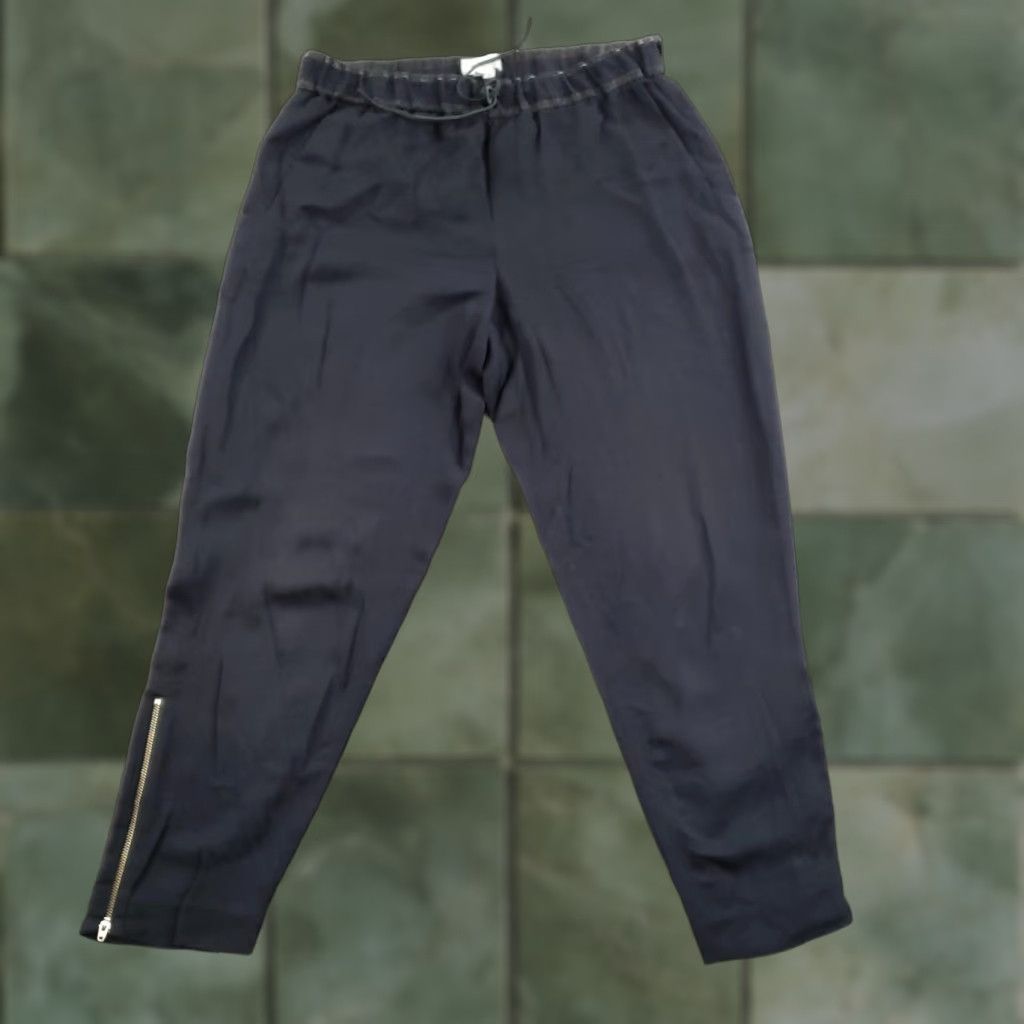 Helmut Lang VINTAGE HELMUT LANG Pants Womens 8 Black Jogger Silk Lined Ankle Zip Tapered Made USA Size 30" / US 8 / IT 44 - 1 Thumbnail
