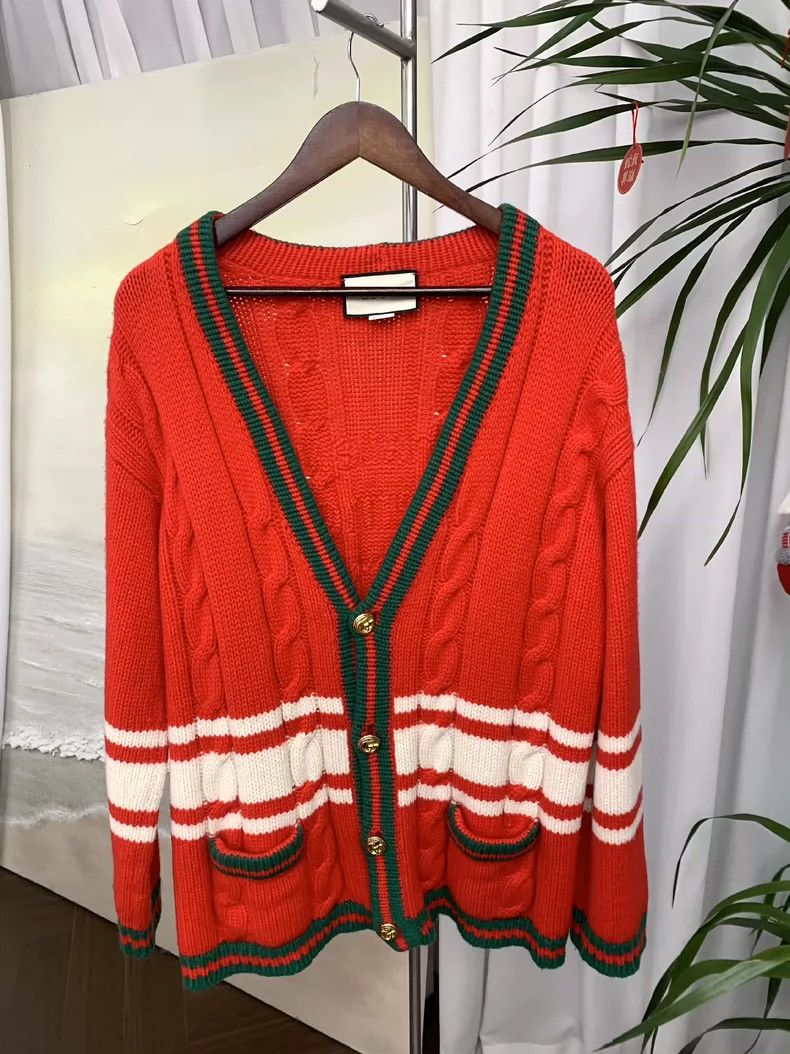 Gucci Gucci Red Knitted Cardigan Sweater Size US M / EU 48-50 / 2 - 1 Thumbnail