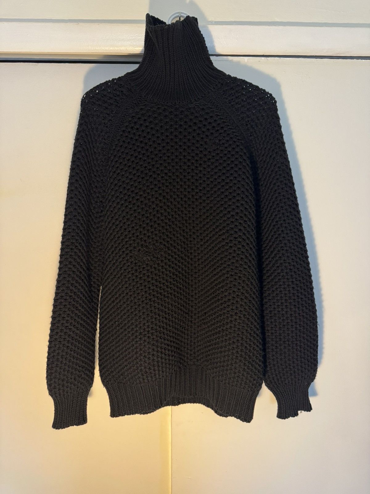 Ann Demeulemeester HUGO Wool Jumper black M/L Waffle-Knit Roll Neck RRP 850$ Size US M / EU 48-50 / 2 - 6 Thumbnail
