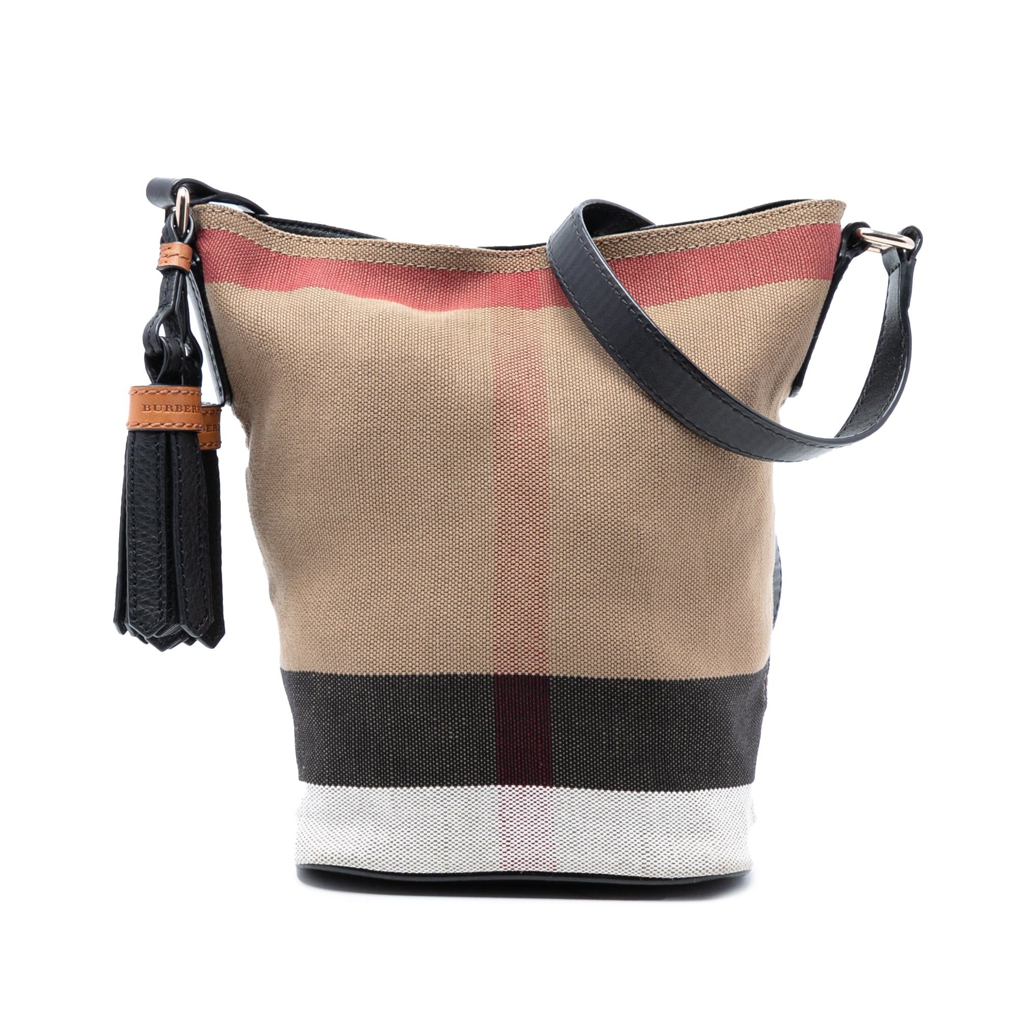 Burberry Mini Mega Check Canvas Ashby Tassel Bucket Bag Size ONE SIZE - 1 Thumbnail