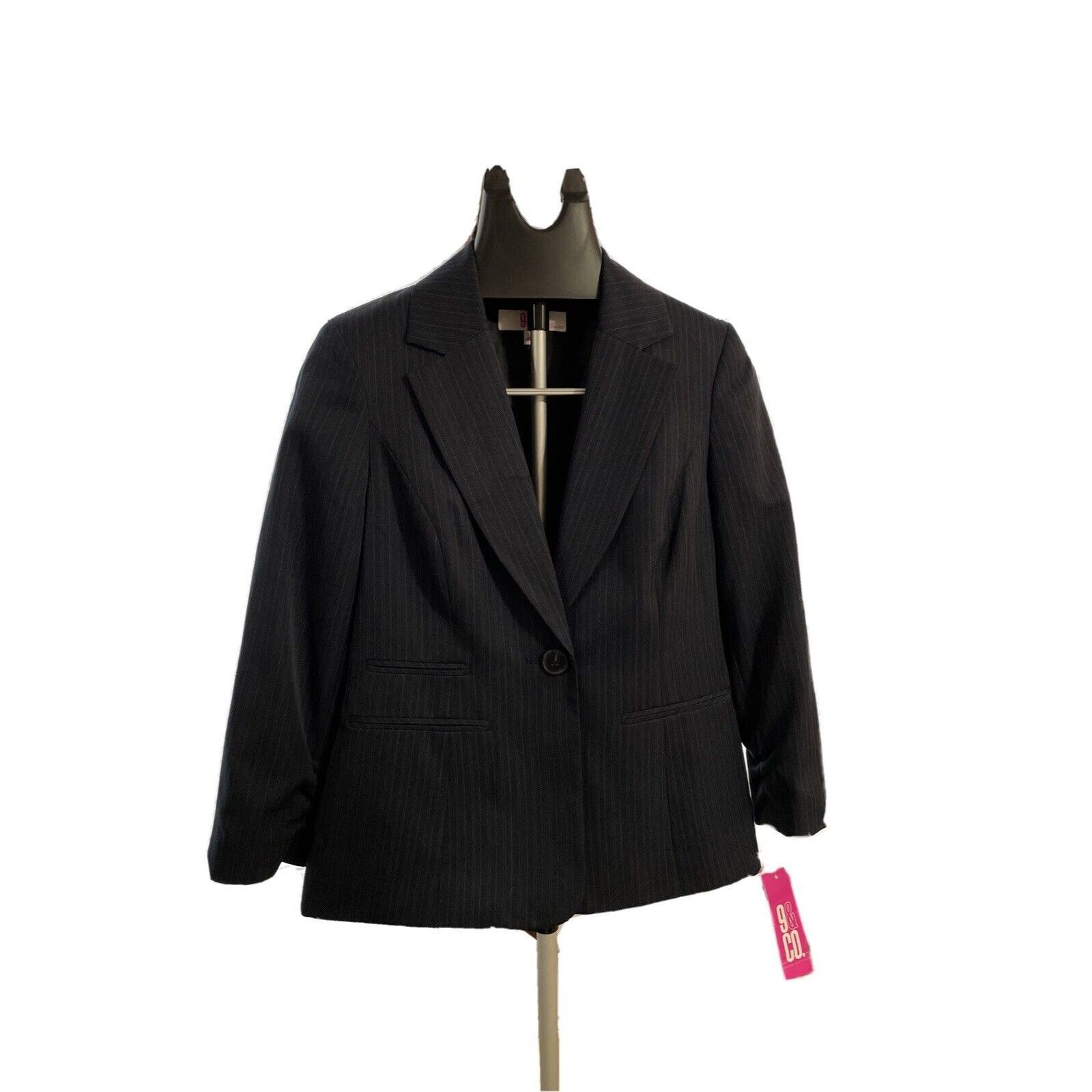 Nine West Nine West Women's Blazer Jacket June Navy Blue Pin Striped S Size S / US 4 / IT 40 - 1 Thumbnail