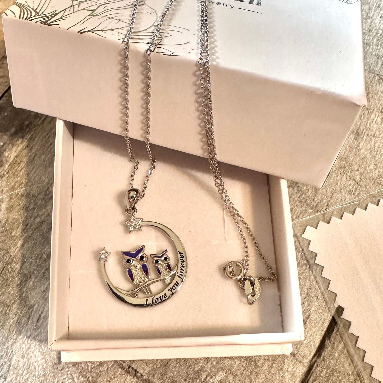 The Unbranded Brand Owl I Love You Forever Sterling Silver Necklace Size ONE SIZE - 2 Thumbnail