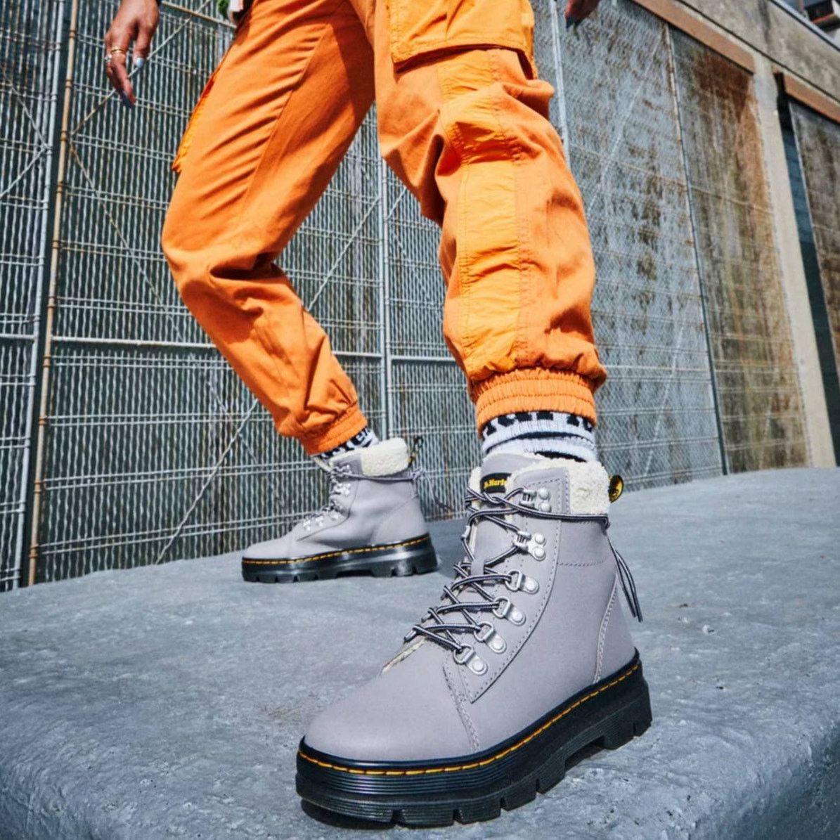 Combs With Faux Fur Lined Utility Grey Boots