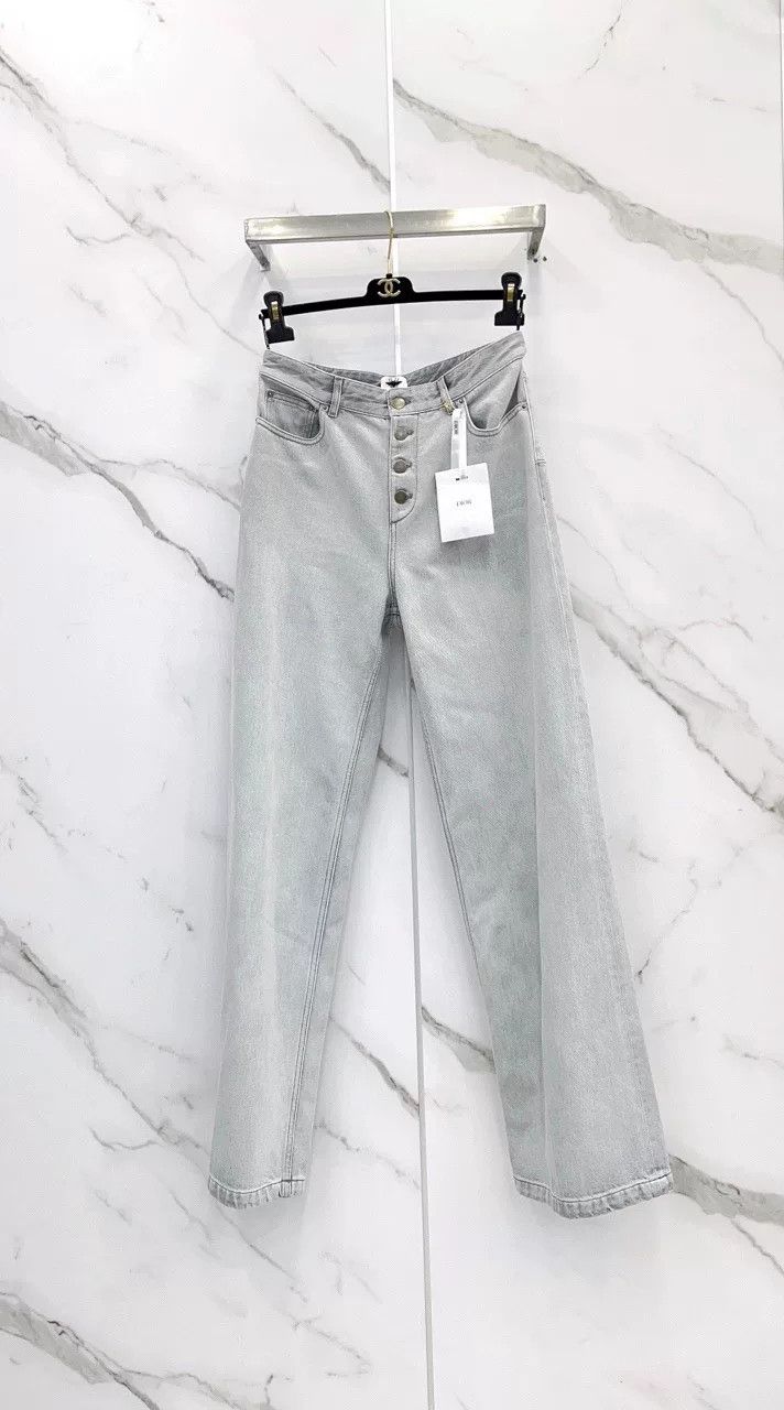 Dior gray wide-leg jeans by Dior Size US 38 / EU 54 - 1 Thumbnail