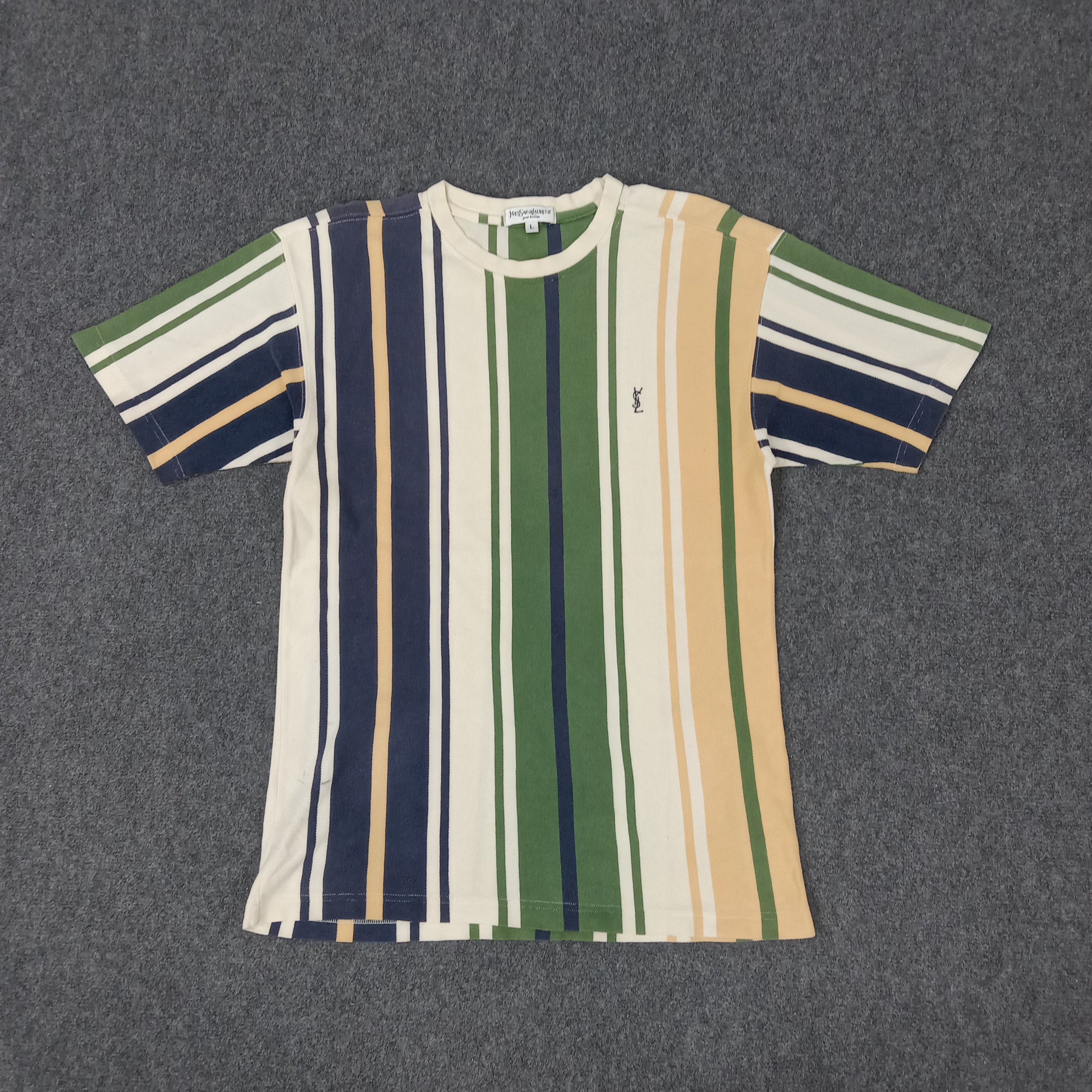 Vintage × Yves Saint Laurent Yves Saint Laurent Italian Brand Stripes Tshirt Size US M / EU 48-50 / 2 - 1 Thumbnail