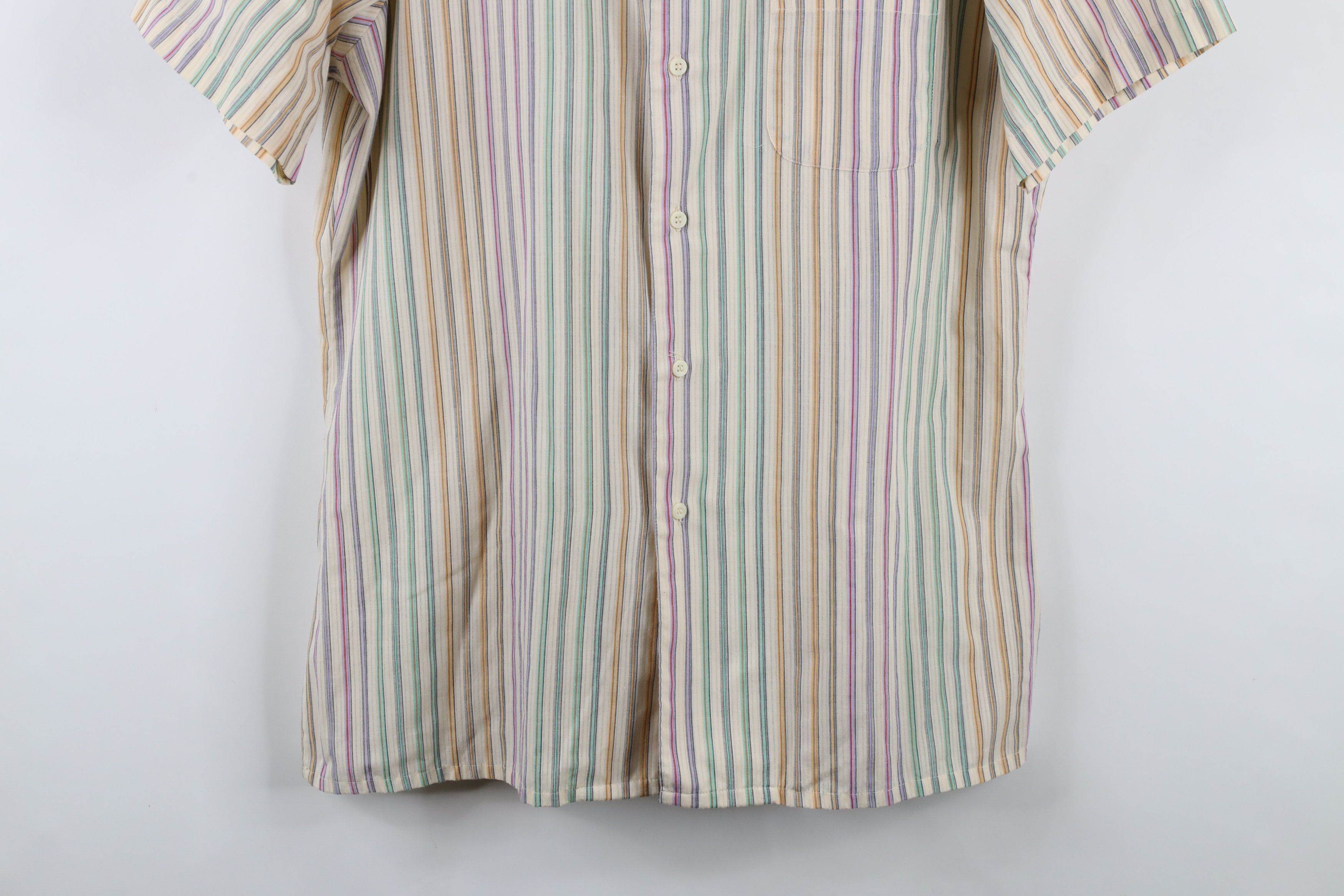 Vintage Vintage 70s Streetwear Collar Rainbow Striped Button Shirt Size US L / EU 52-54 / 3 - 3 Thumbnail
