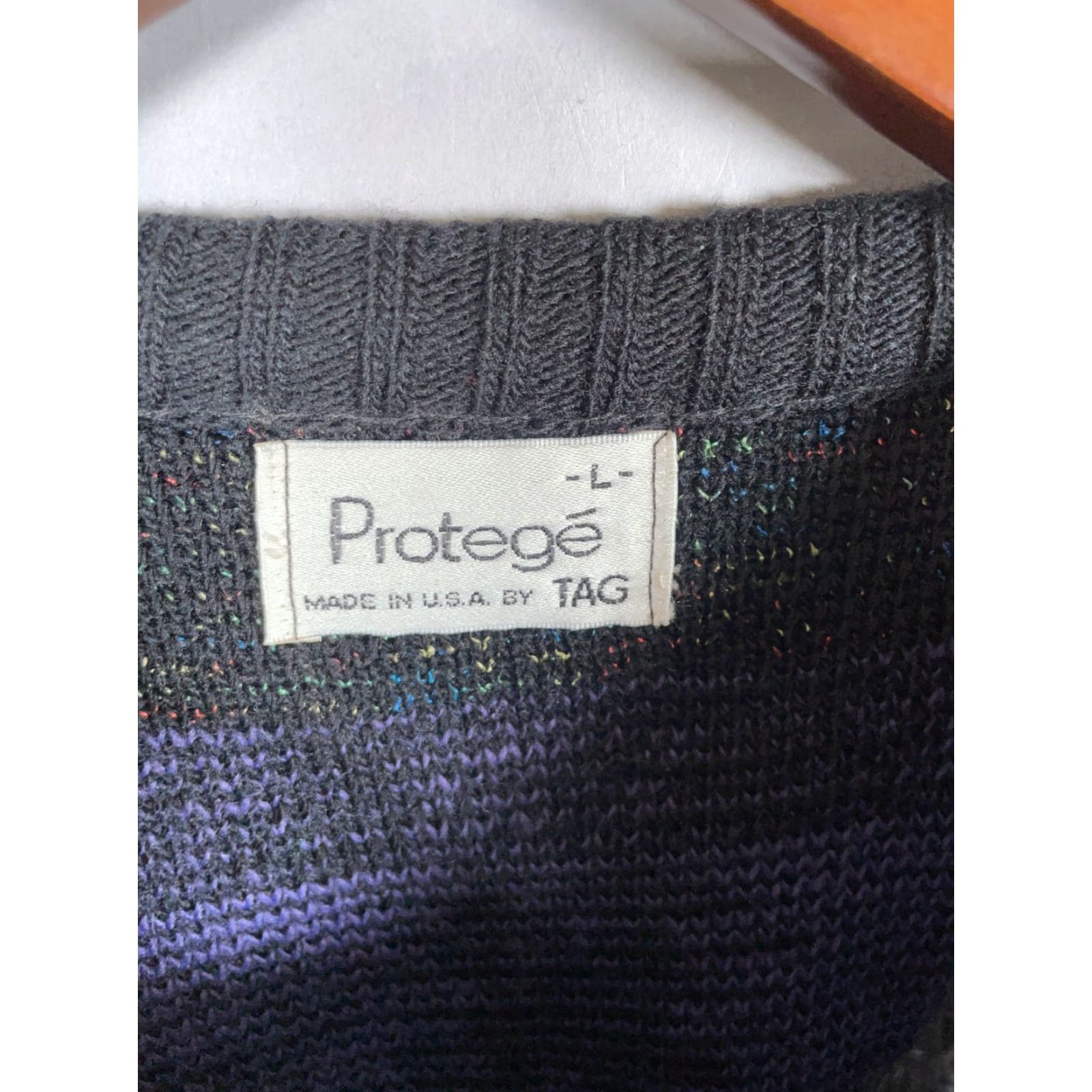 Vintage Vintage Protege 80s Crewneck Sweater Men’s Large Knit Argyle Check Pattern Retro 90s Black Purple Size US L / EU 52-54 / 3 - 3 Thumbnail
