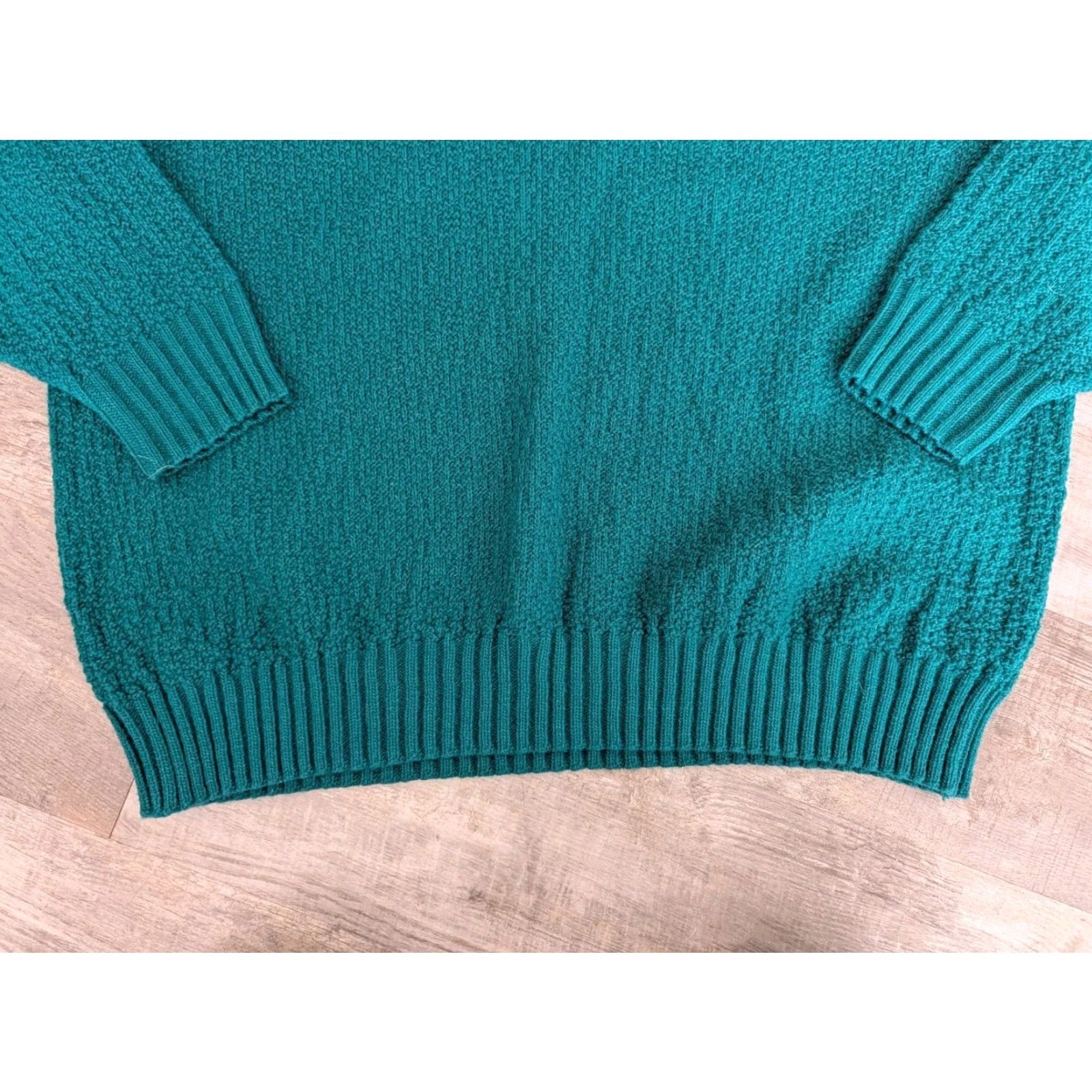 Vintage VINTAGE 70s College Point Sweater Womens L Blue Textured V-Neck Pullover Made in USA Aran Lightweight Size L / US 10 / IT 46 - 6 Thumbnail