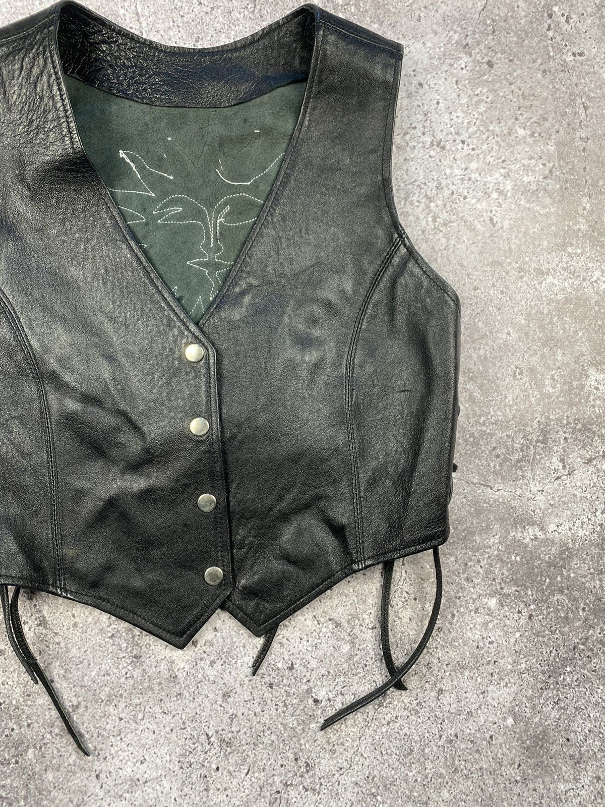 Vintage Vintage Rick Owens style sun Y2K Leather Vest Made in USA Size ONE SIZE - 2 Thumbnail
