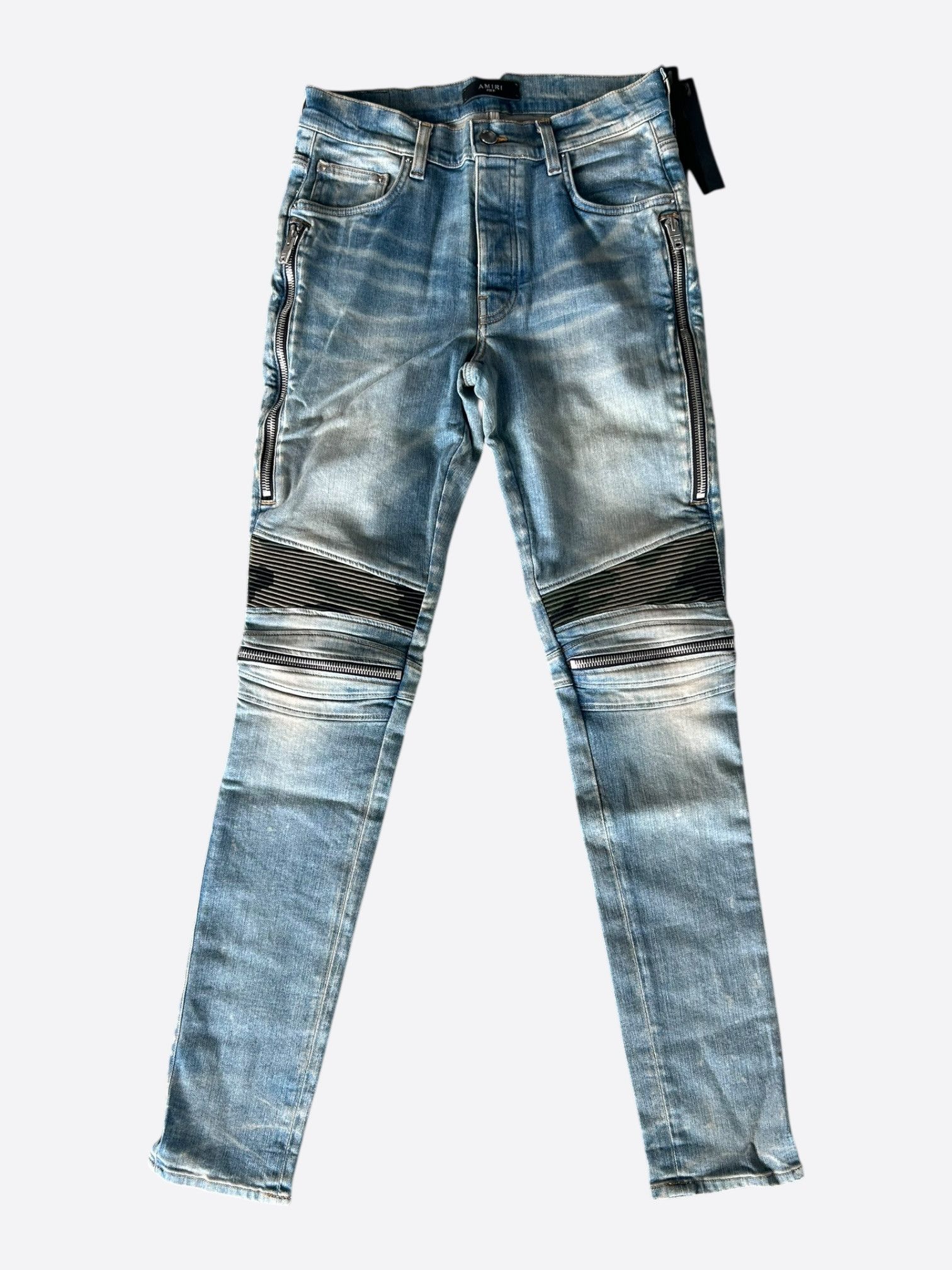Amiri Amiri Clay Indigo & Camouflage MX2 Biker Jeans Size US 29 - 1 Thumbnail