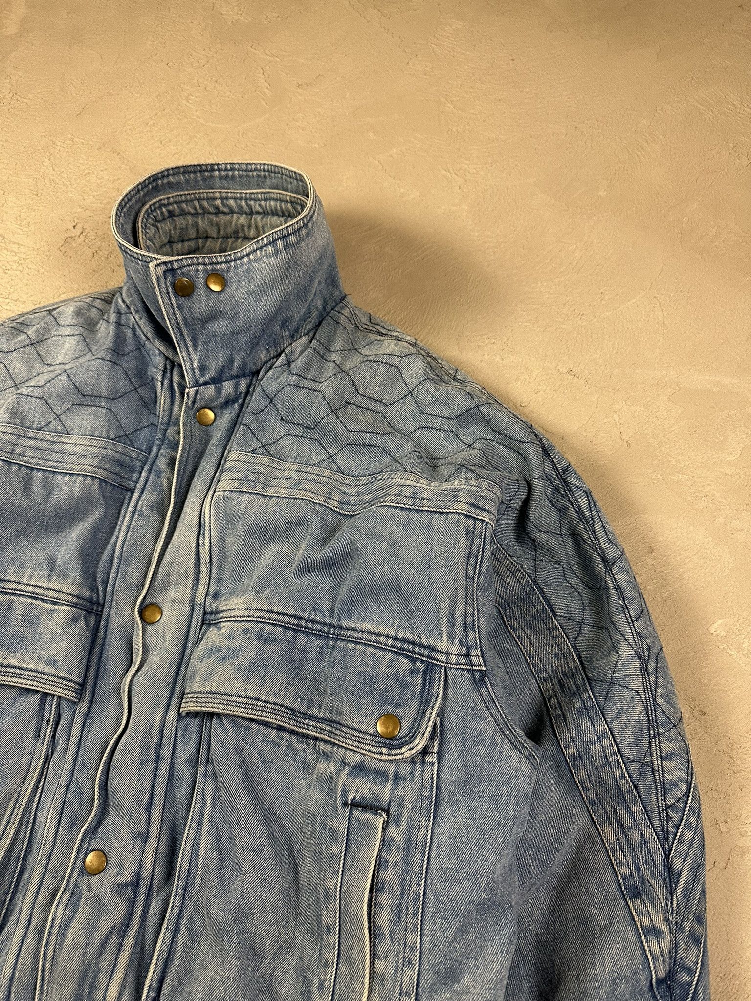 Vintage 80s Avant Garde Denim Sherpa Military Bomber Boxy Jacket Size US L / EU 52-54 / 3 - 8 Thumbnail