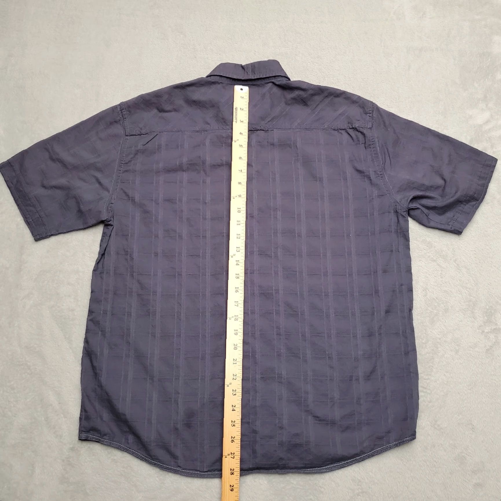 Vintage VINTAGE Method Shirt Mens Large Blue 100% Cotton Textured Check Short Sleeve Casual Size US L / EU 52-54 / 3 - 6 Thumbnail
