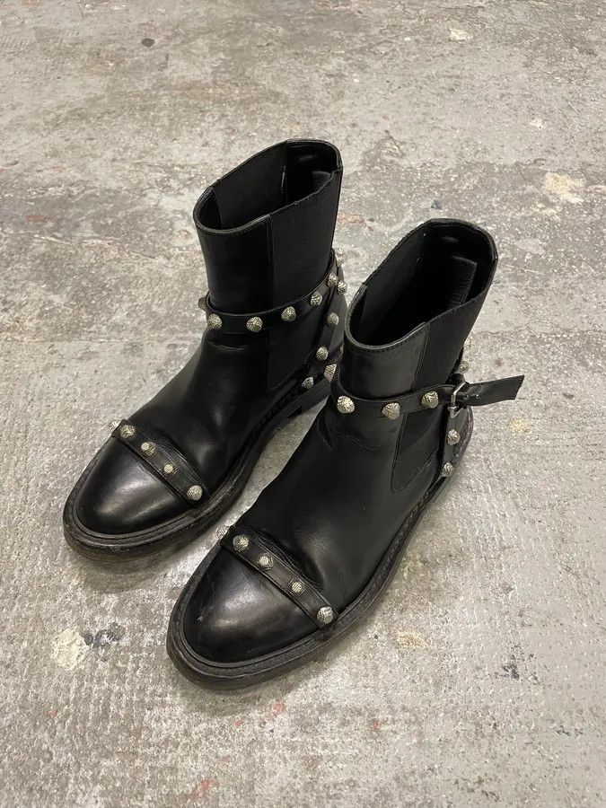 Balenciaga Balenciaga Black Studded High Ankle Leather Boots Size US 6 / IT 36 - 5 Thumbnail
