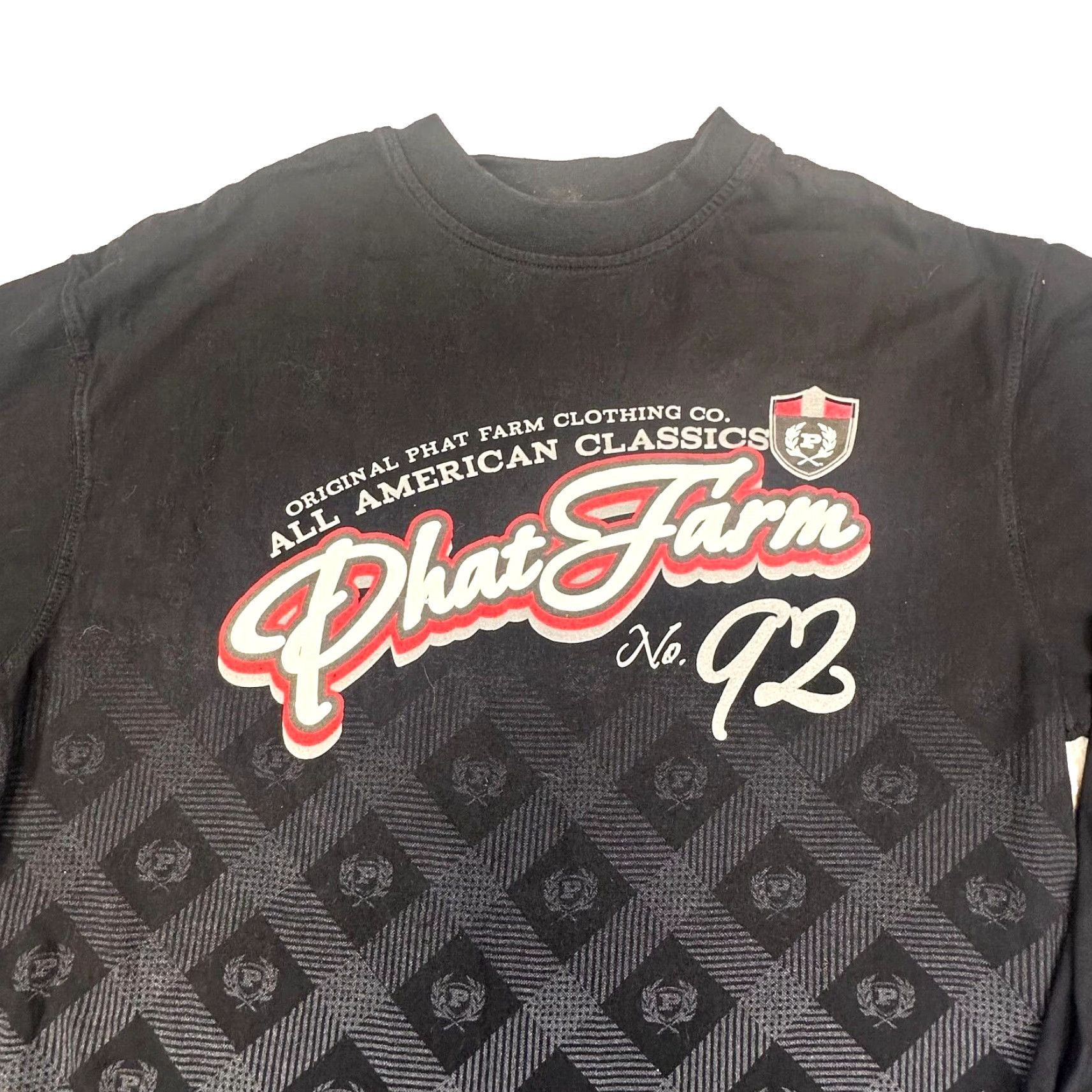 Phat Farm Phat Farm Mens Medium Long Sleeve Geometric Crest 92 Crew Neck Knit T-Shirt Shirt Hip Hop Classic Multicolor Size US M / EU 48-50 / 2 - 4 Thumbnail