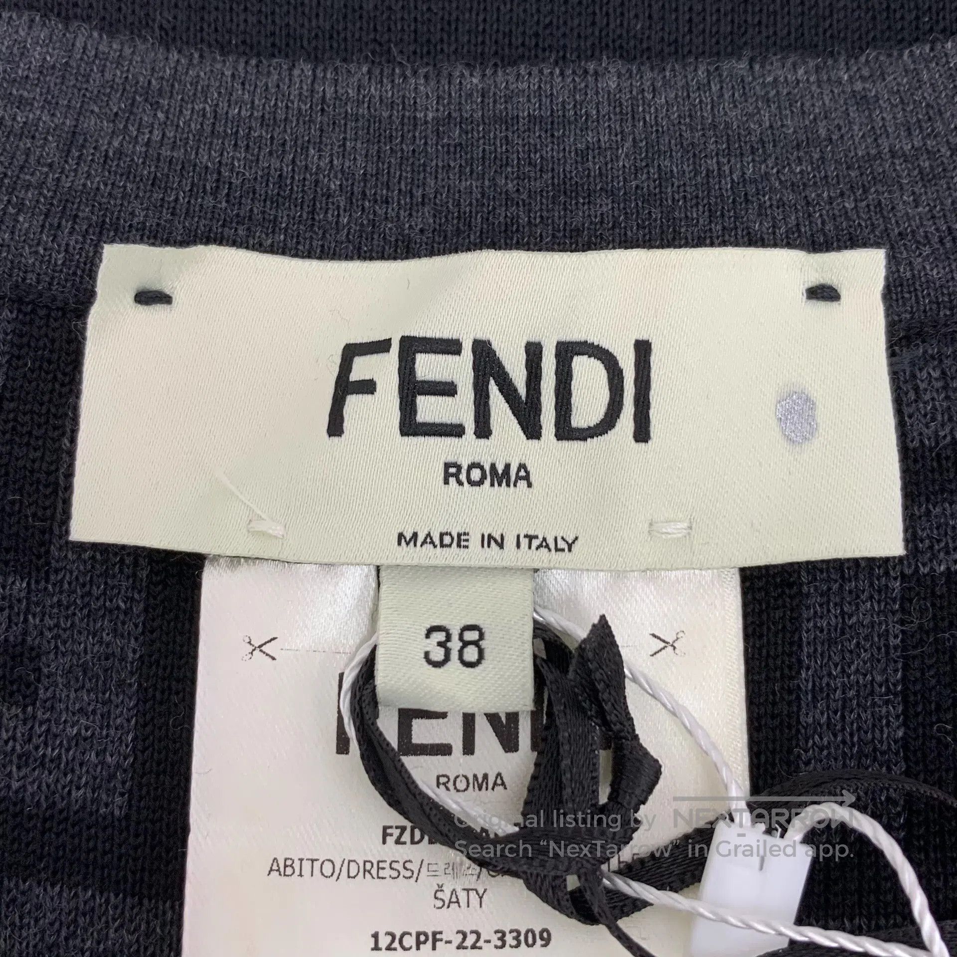 Fendi FENDI Black Lined Monogram Printed Cashmere Crew Neck Long Size XS / US 0-2 / IT 36-38 - 6 Thumbnail