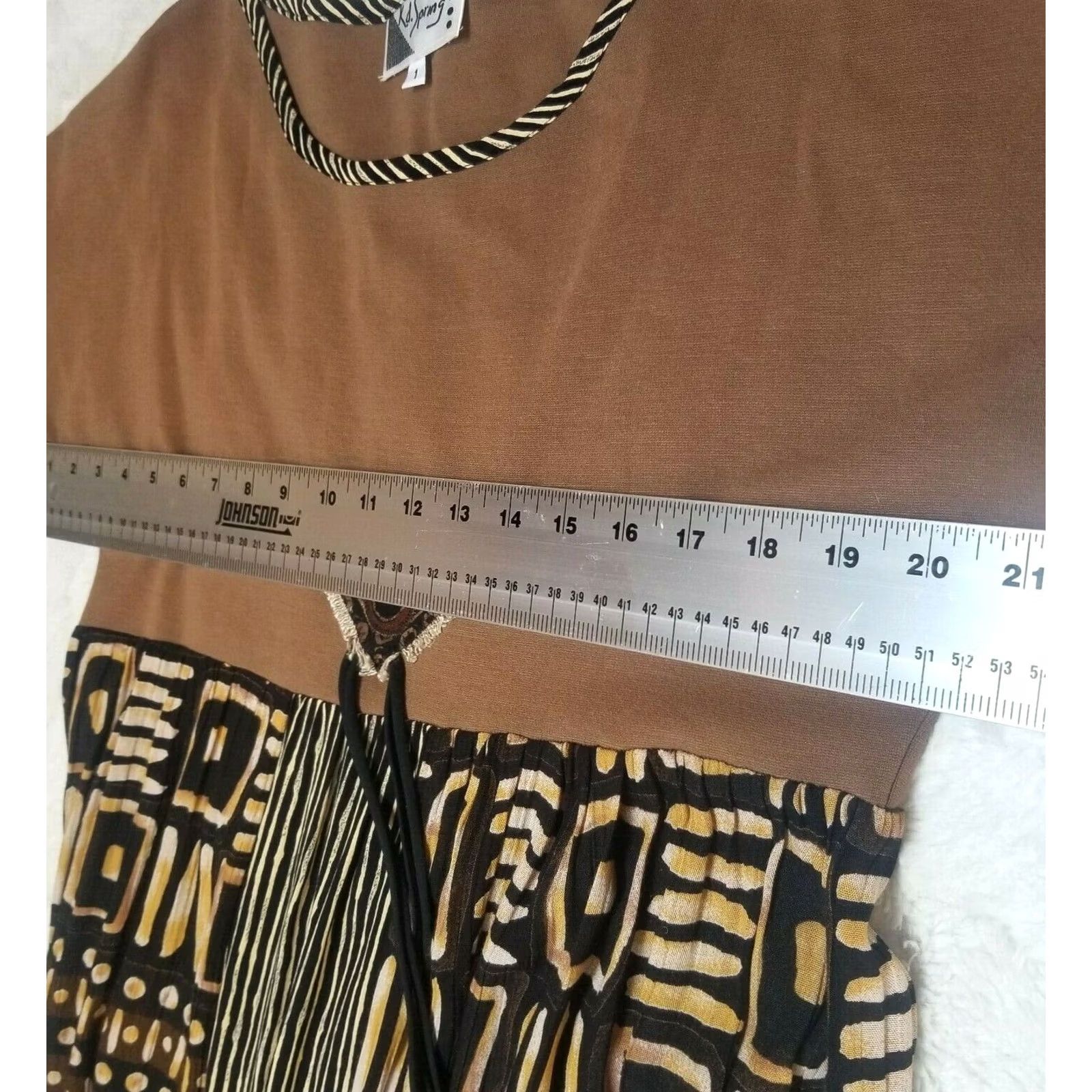 Vintage VINTAGE KD Spring Womens Shirt? Maxi Dress Brown Ethnic Design Short Sleeve 1 Regular XS? (invalid) Size 25" / US 0 / IT 36 - 3 Thumbnail