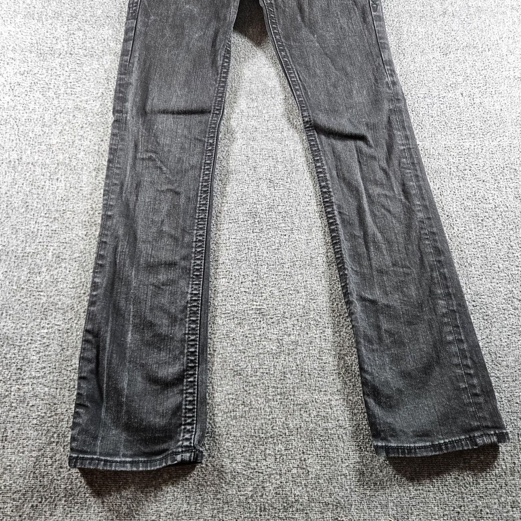 Vintage Rock Revival Jeans Womens 29 Gray Charcoal Denim 29x31 Straight Low Rise Slim 5-Pocket Buttons Embroidered Logo Vintage No Size 29" - 3 Thumbnail