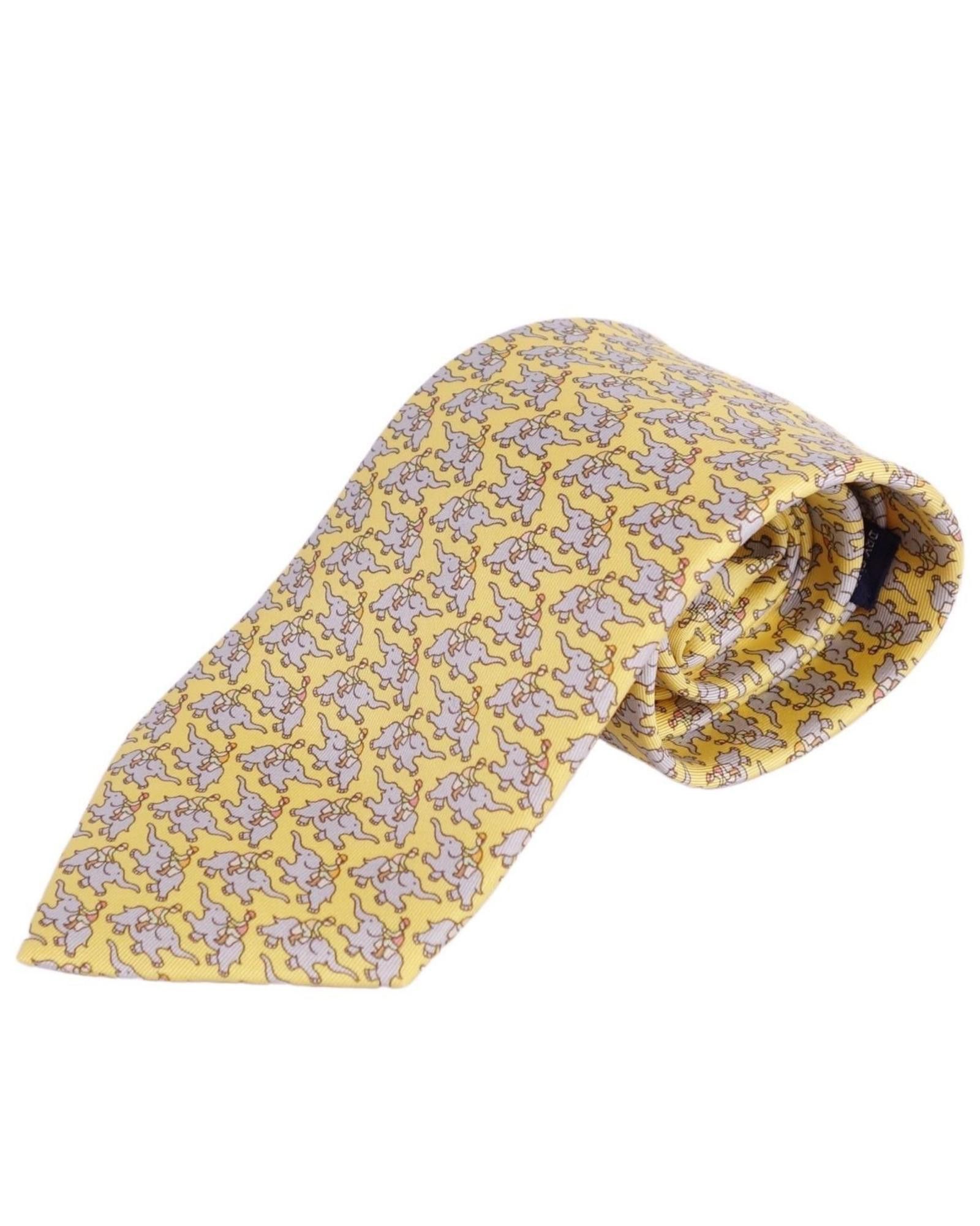 image of Luxurious Silk Gray And Yellow Cravat For Men By Hermes