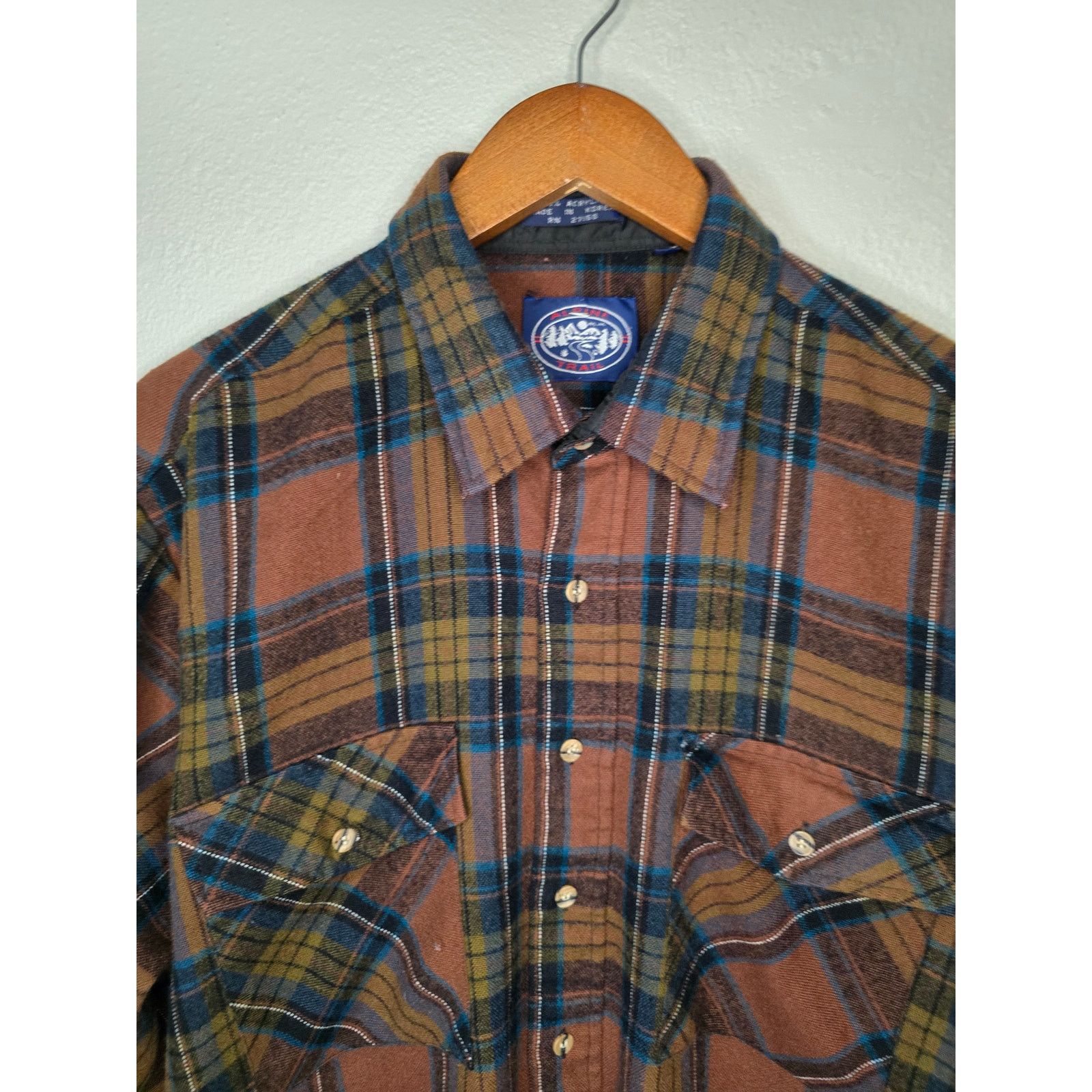 Other × Vintage Vintage Alpine Trail Flannel Brown Plaid XL Button Up Size US XL / EU 56 / 4 - 2 Thumbnail