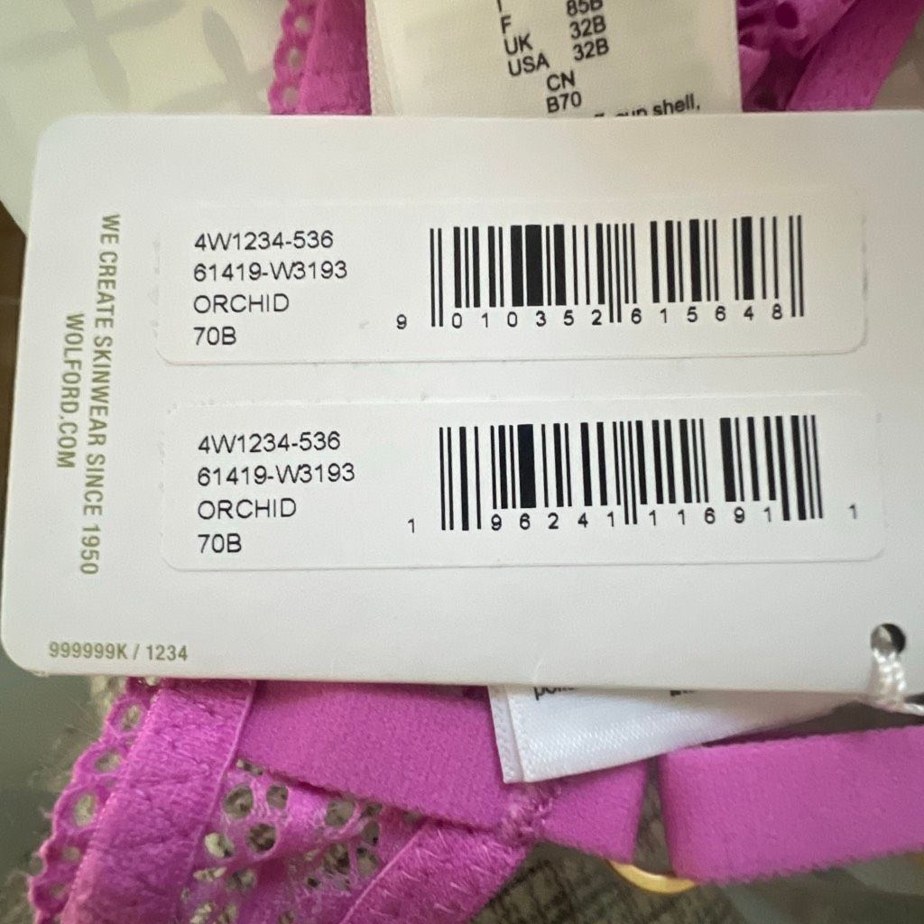 Wolford NWT Wolford Straight Laced Demi Cup Bra 70B 32B Orchid Size ONE SIZE - 14 Thumbnail