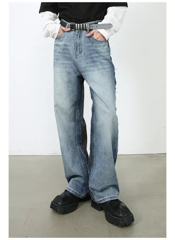 VIBE American street cool patchwork loose straight jeans for men Size US 32 / EU 48 - 3 Thumbnail