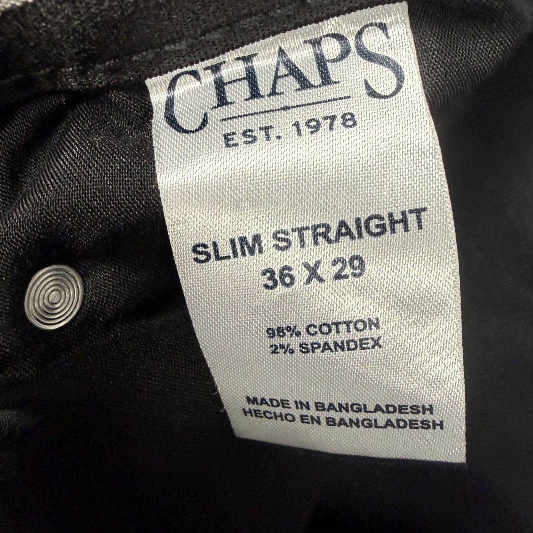 Chaps Chaps Slim Straight Pants Mens 36x27 Black Stretch Denim 5-Pocket Casual Chino Shirt? Size US 36 / EU 52 - 7 Thumbnail