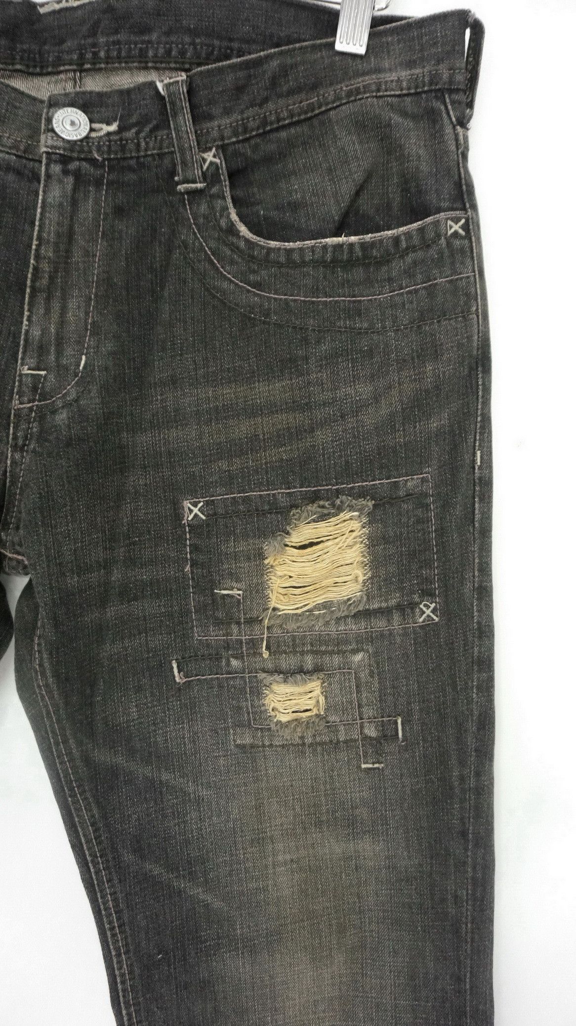 Japanese Brand 🔥EDGE RUPERT Vintage Black Distressed Jeans Size US 33 - 5 Thumbnail