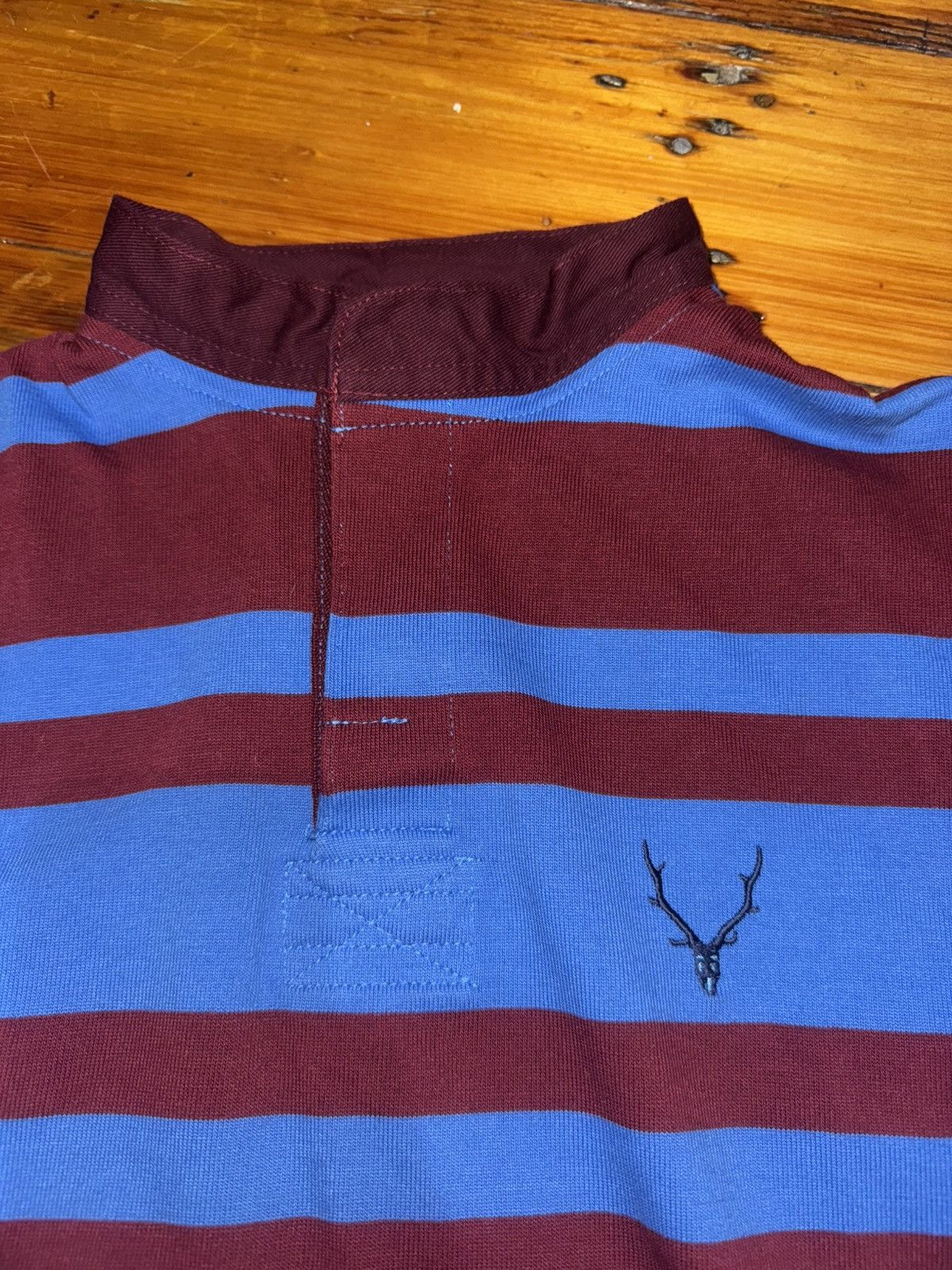 South2 West8 South2 West8 striped band collar polo Size US M / EU 48-50 / 2 - 3 Thumbnail