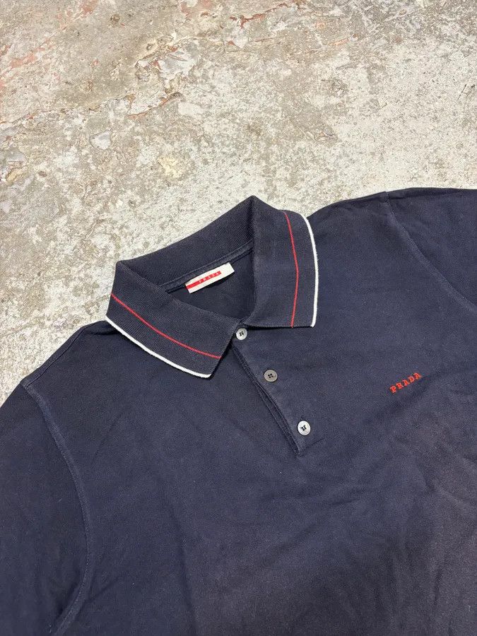 Prada 2000s Prada Navy Lined Polo Shirt Size US M / EU 48-50 / 2 - 5 Thumbnail