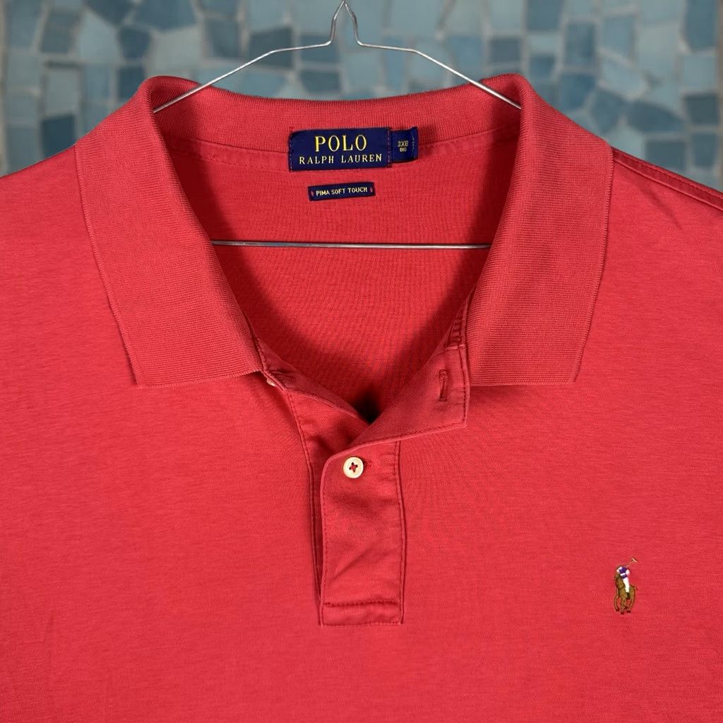Polo Ralph Lauren Polo Ralph Lauren Shirt Mens Big 3XB Pima Soft Touch Stretch Polo Red Short Sleeve 58 in Chest Size US XXL / EU 58 / 5 - 1 Thumbnail