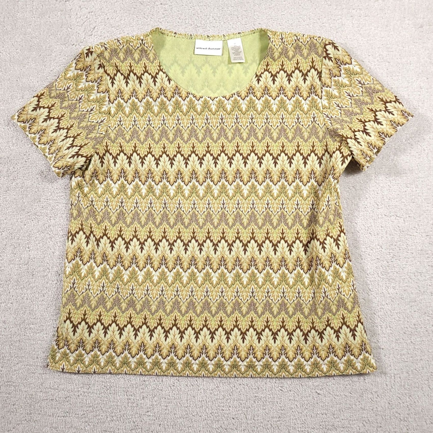 Vintage VINTAGE Alfred Dunner Shirt Women's Medium Short Sleeve Knit Lined Boho Green Womens Medium Short Sleeve Knit Lined Boho Green Size M / US 6-8 / IT 42-44 - 2 Thumbnail