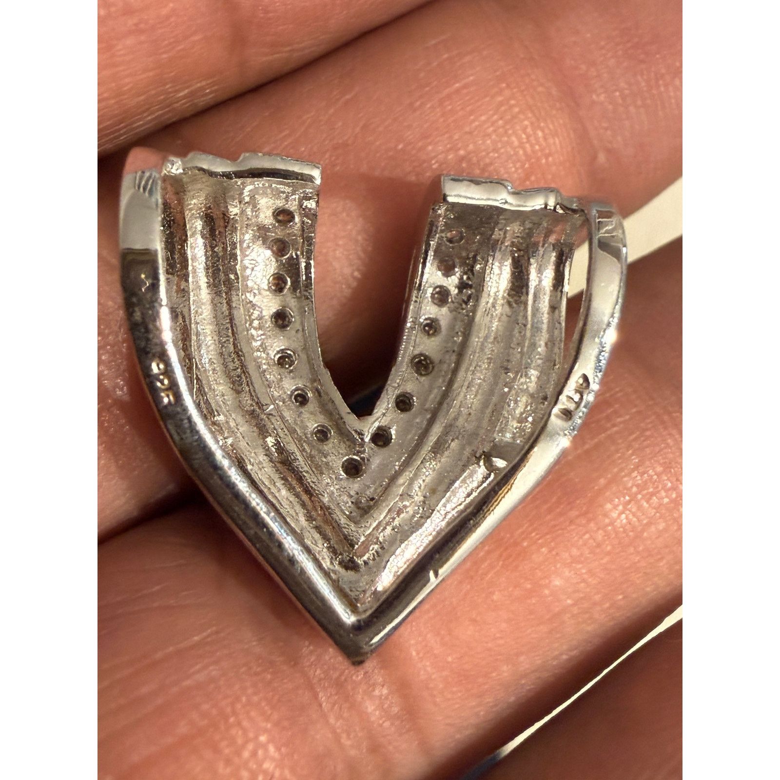 Other Vintage Sterling Silver Chevron Pendant 925 Size ONE SIZE - 4 Thumbnail