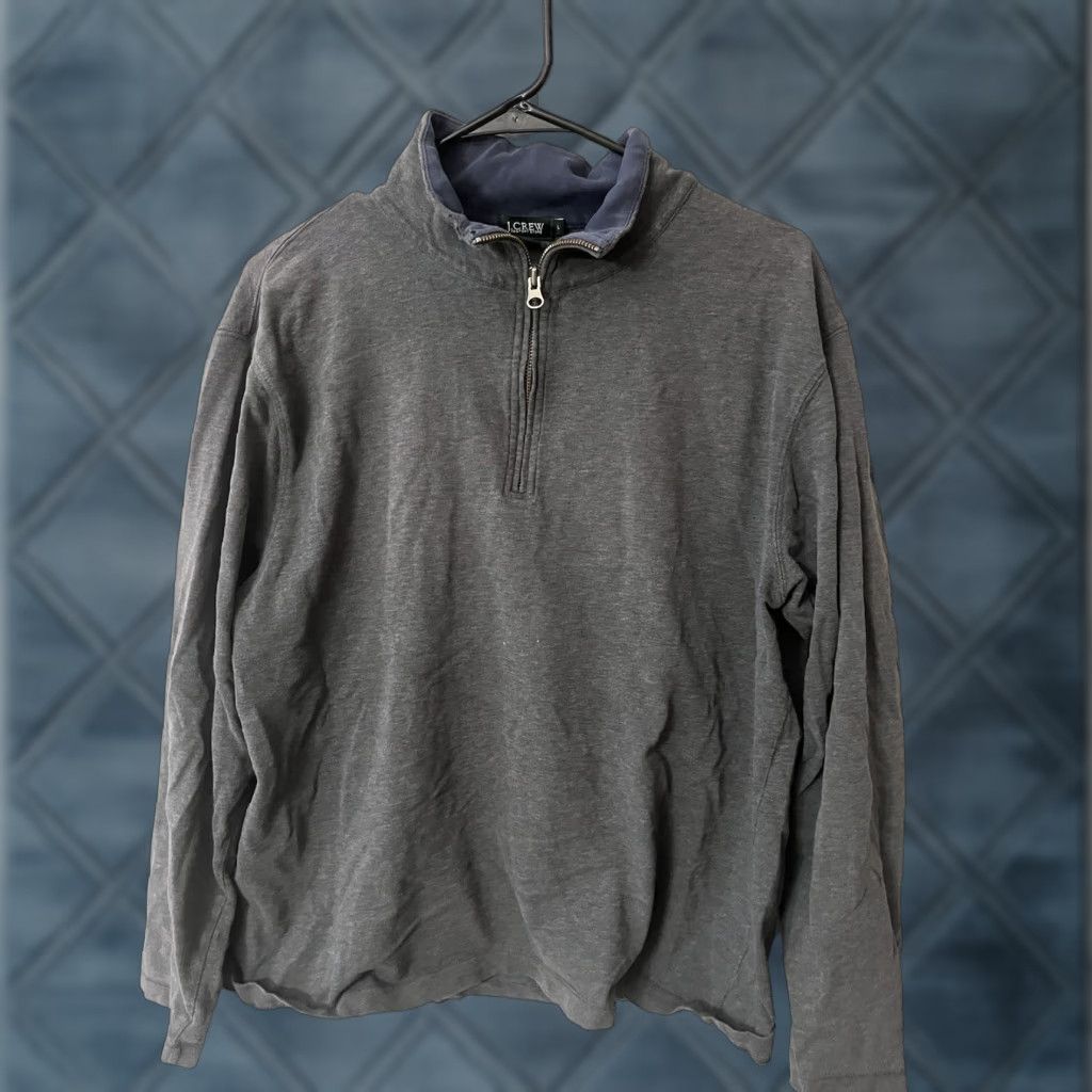 J.Crew J.CREW Sweater Adult Large Dark Gray Cotton 1/4 Zip Pullover Mens Size US L / EU 52-54 / 3 - 1 Thumbnail