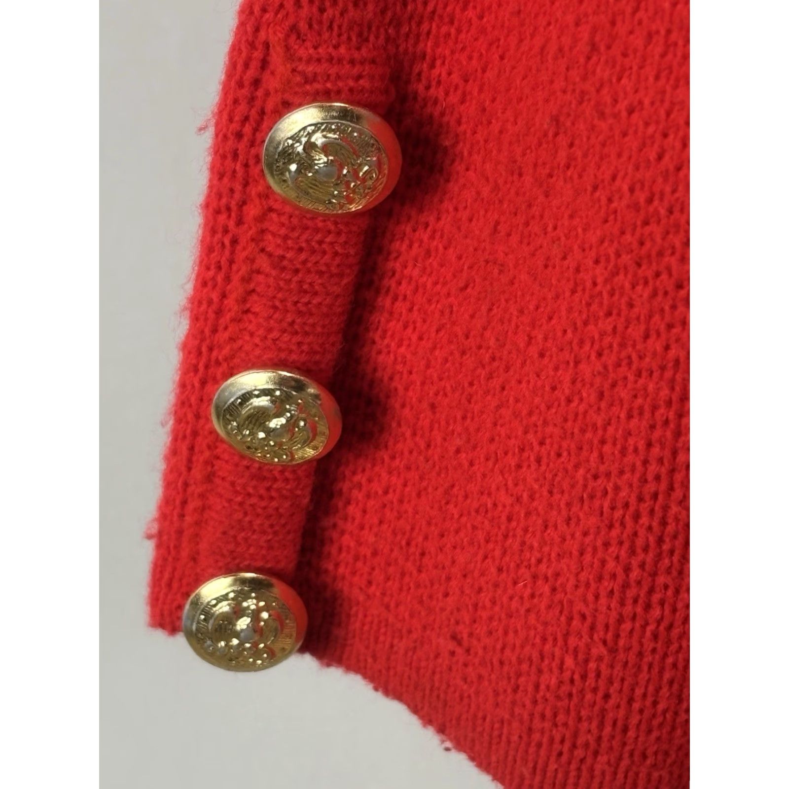 Doublet VINTAGE Lilly Of California Cardigan Knit Sweater Blazer Large Red Women Size L / US 10 / IT 46 - 6 Thumbnail
