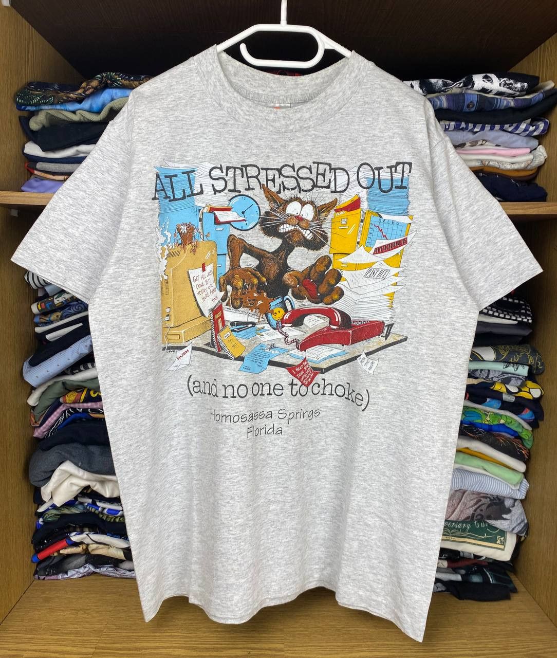 Vintage Vintage All Stressed Out 90s Single Stitch Graphic Tee Size US L / EU 52-54 / 3 - 1 Thumbnail