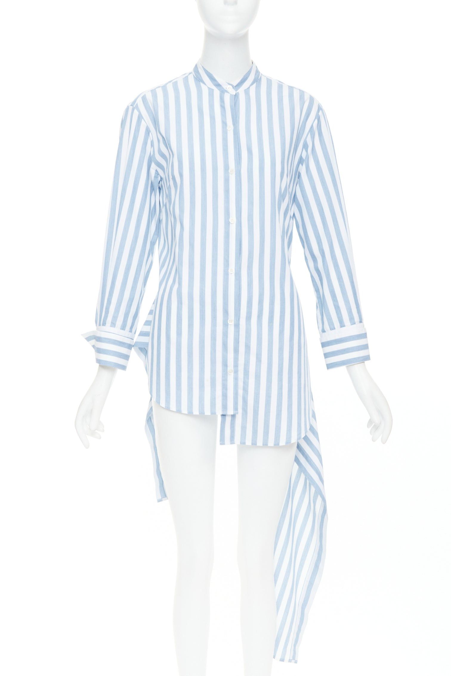 MONSE MONSE blue white striped cotton asymmetric hem draped dress shirt US0 XS Size XS / US 0-2 / IT 36-38 - 1 Thumbnail