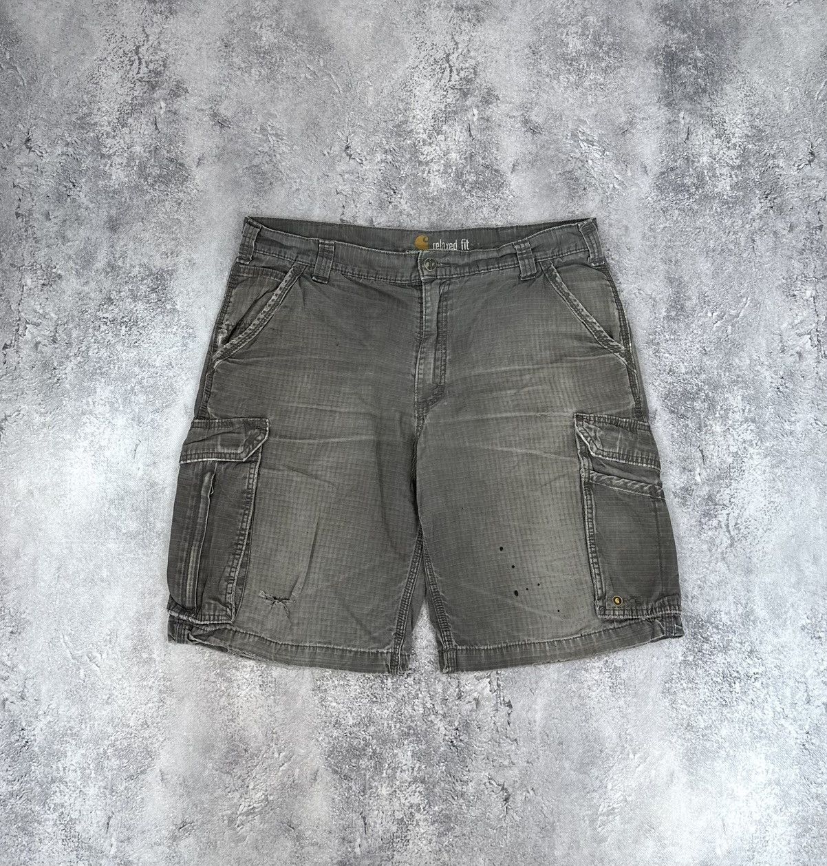 Carhartt Vintage Carhartt Distressed Faded Trashed Cargo Work Shorts Size US 36 / EU 52 - 2 Thumbnail