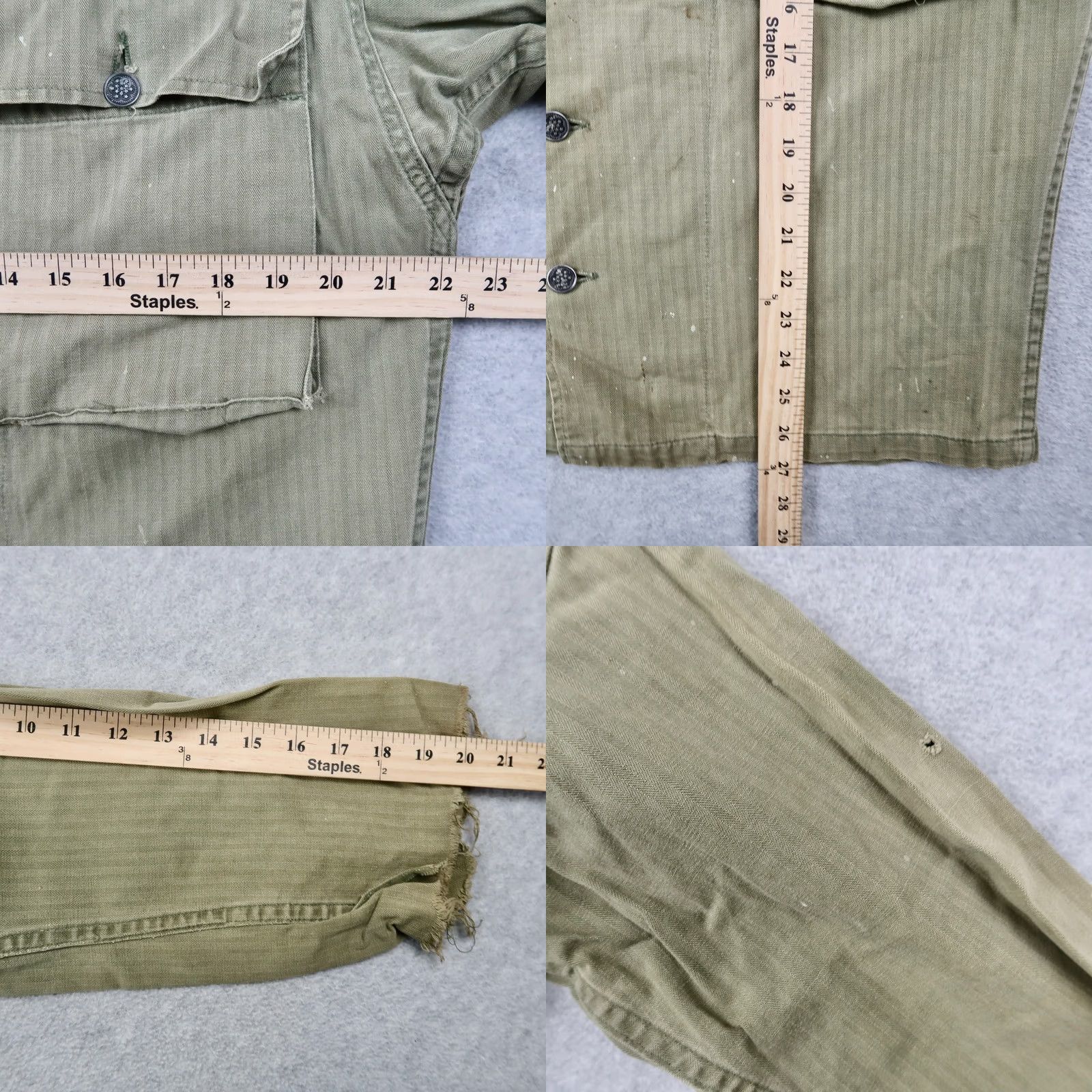 Vintage Vintage 40s WW2 HBT Utility Jacket P43 Sz M / L - Military Green Denim 13 Star Buttons - Fair Condition Size US L / EU 52-54 / 3 - 9 Thumbnail