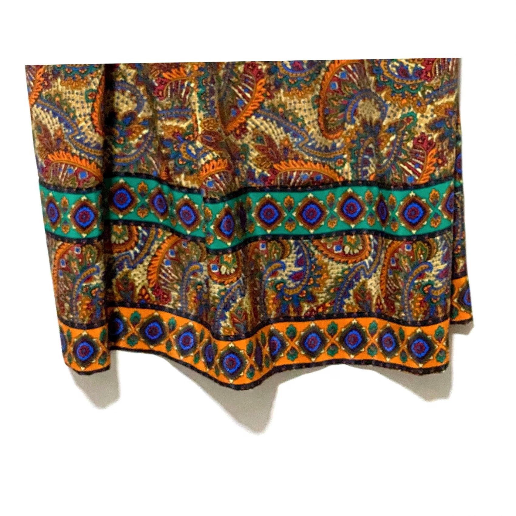 Etro VTG Lady Carol New York Paisley Pleated Dress Women 6P Secretary Retro Boho USA Shirt Dress Midi Multicolor Paisley 70s 80s Womens Size M / US 6-8 / IT 42-44 - 6 Thumbnail