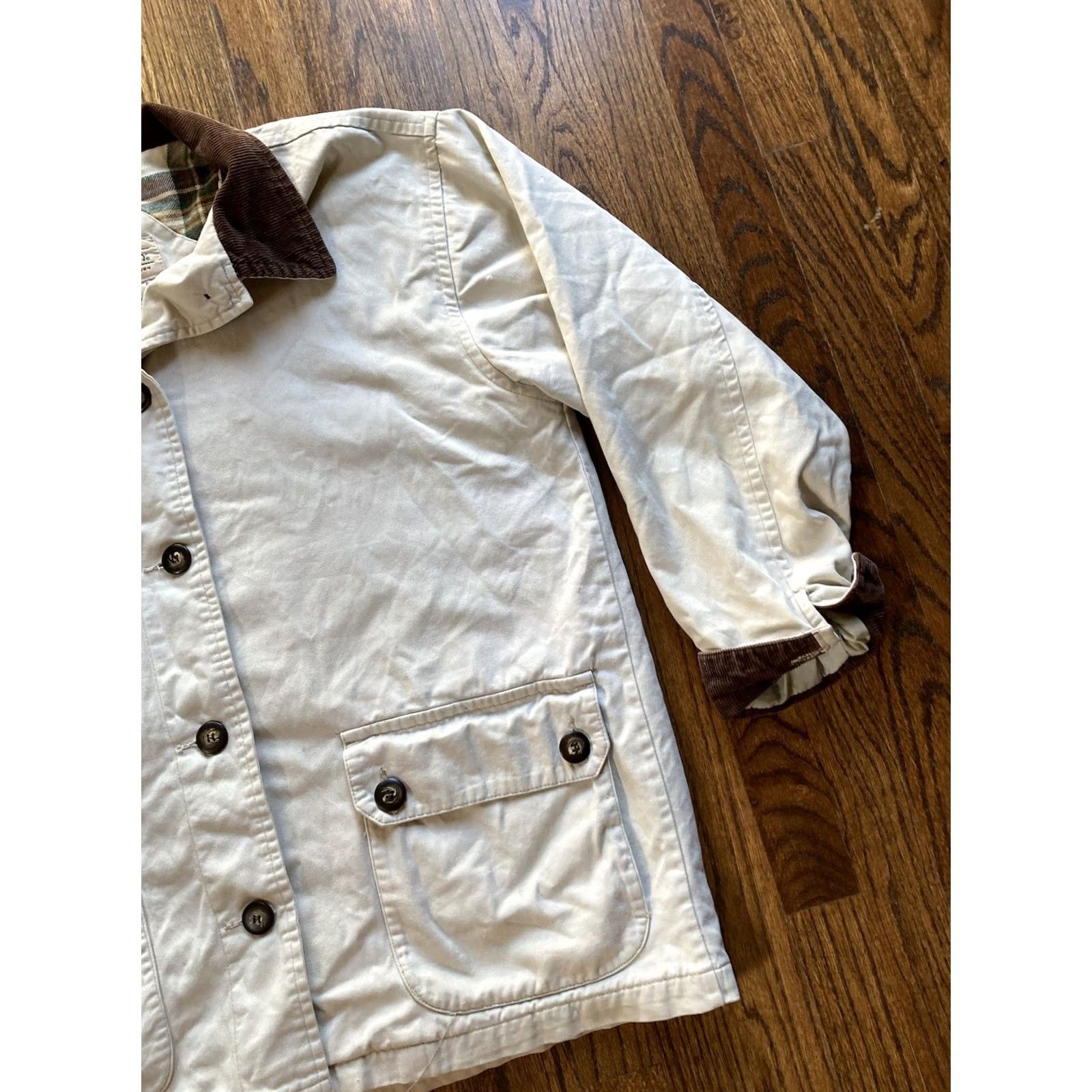 Vintage VTG St Johns Bay Chore Jacket Mens Large Beige Flannel Lined Corduroy Collar Jacket Size US L / EU 52-54 / 3 - 3 Thumbnail