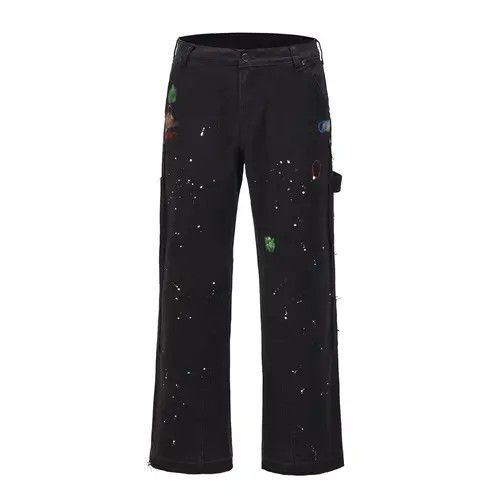 Japanese Brand VIBE Splattered Paint Wide Leg Flare Black Denim Jeans Size US 30 / EU 46 - 3 Thumbnail