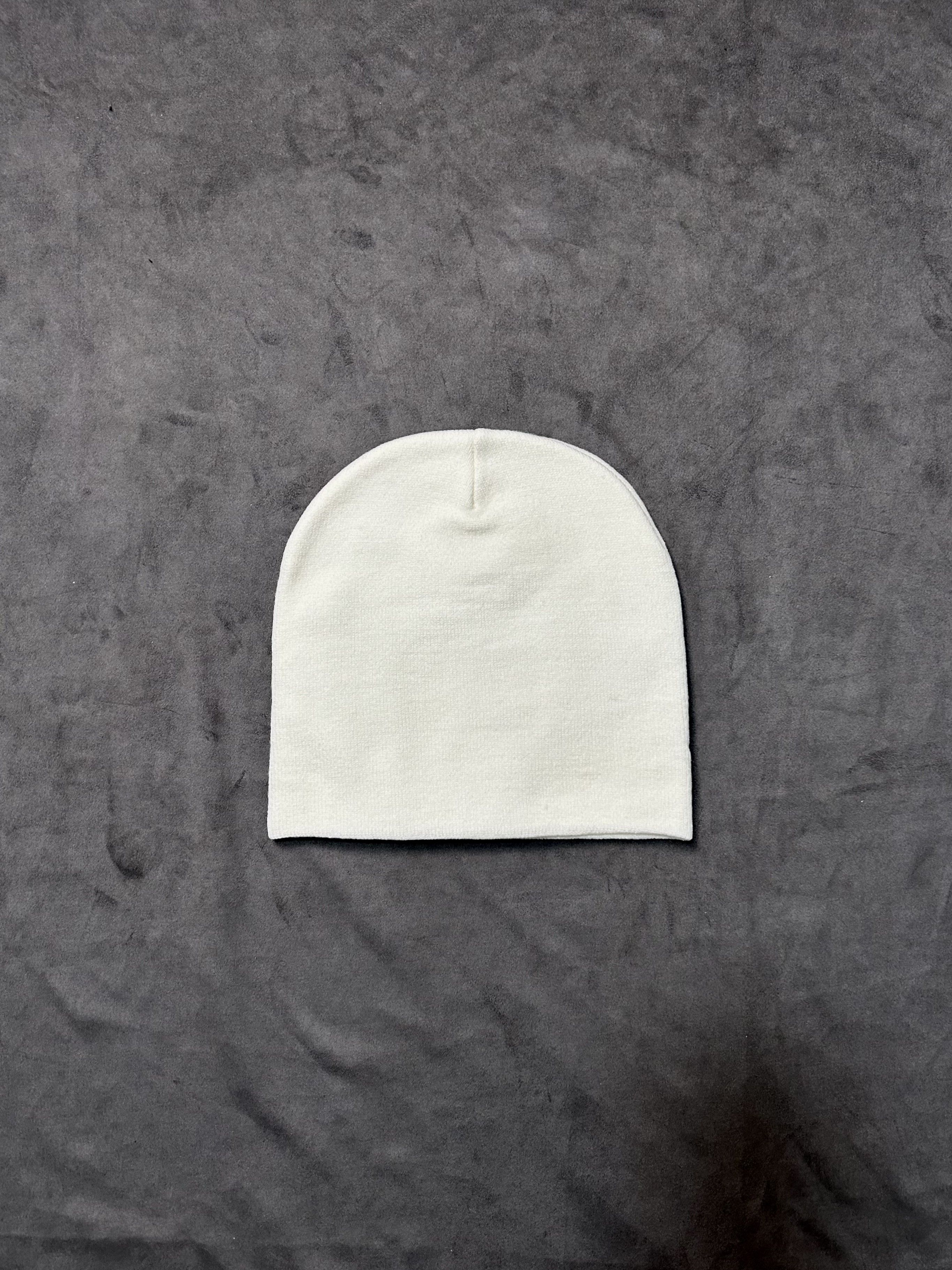 Japanese Brand Anime Girl Target Graphic No Cuff Knit Beanie White Hat OS Size ONE SIZE - 4 Thumbnail