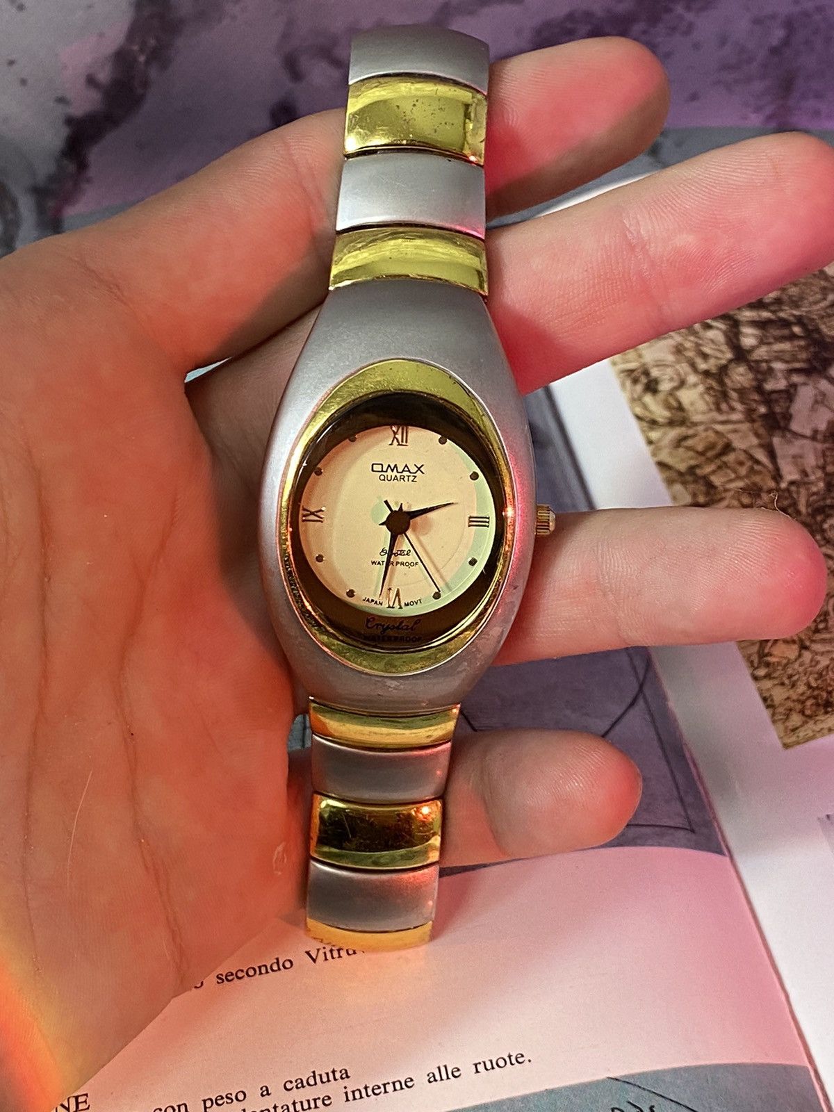 Japanese Brand × Jewelry × Vintage Futuristic Omax Crystal Watch Silver-Gold Size ONE SIZE - 9 Thumbnail