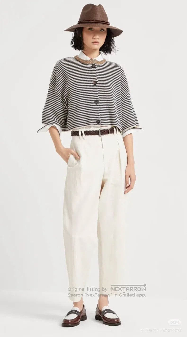 Brunello Cucinelli Brunello Cucinelli 25 Striped Collar Sequin Open Cardigan Size S / US 4 / IT 40 - 2 Thumbnail