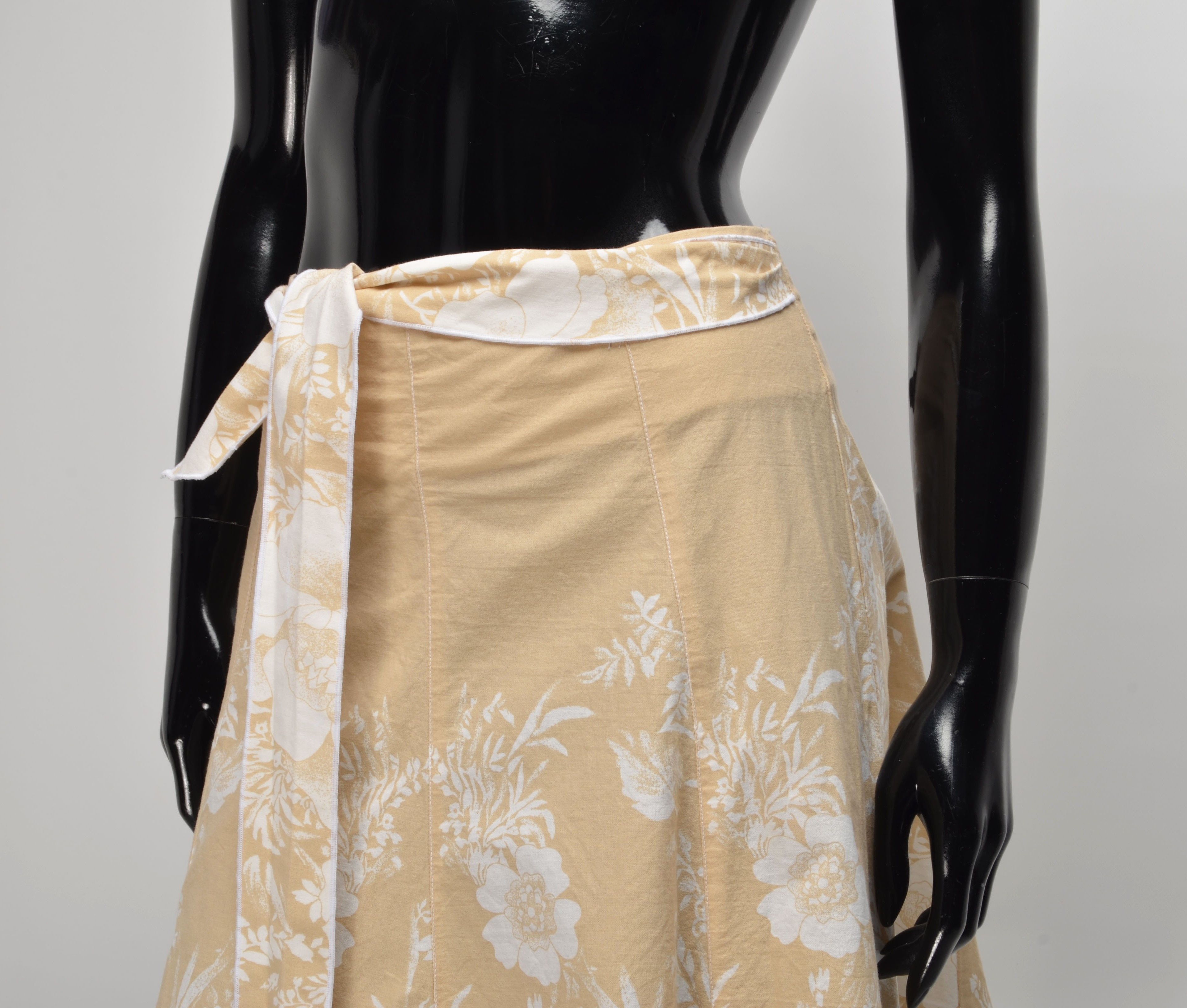 Morgan De Toi Morgan de Toi Y2K Fairy Cottage Beige Floral Flared Skirt Size 28" / US 6 / IT 42 - 2 Thumbnail