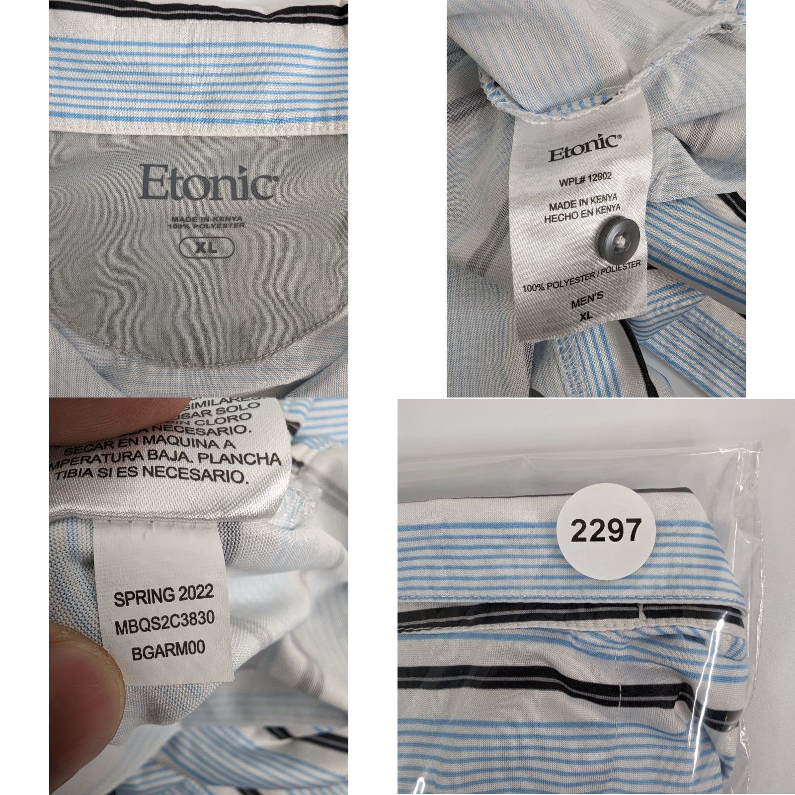 Vintage Etonic Shirt Men’s XL Blue White Stripe Golf Short Sleeve Polo Casual Size US XL / EU 56 / 4 - 8 Thumbnail